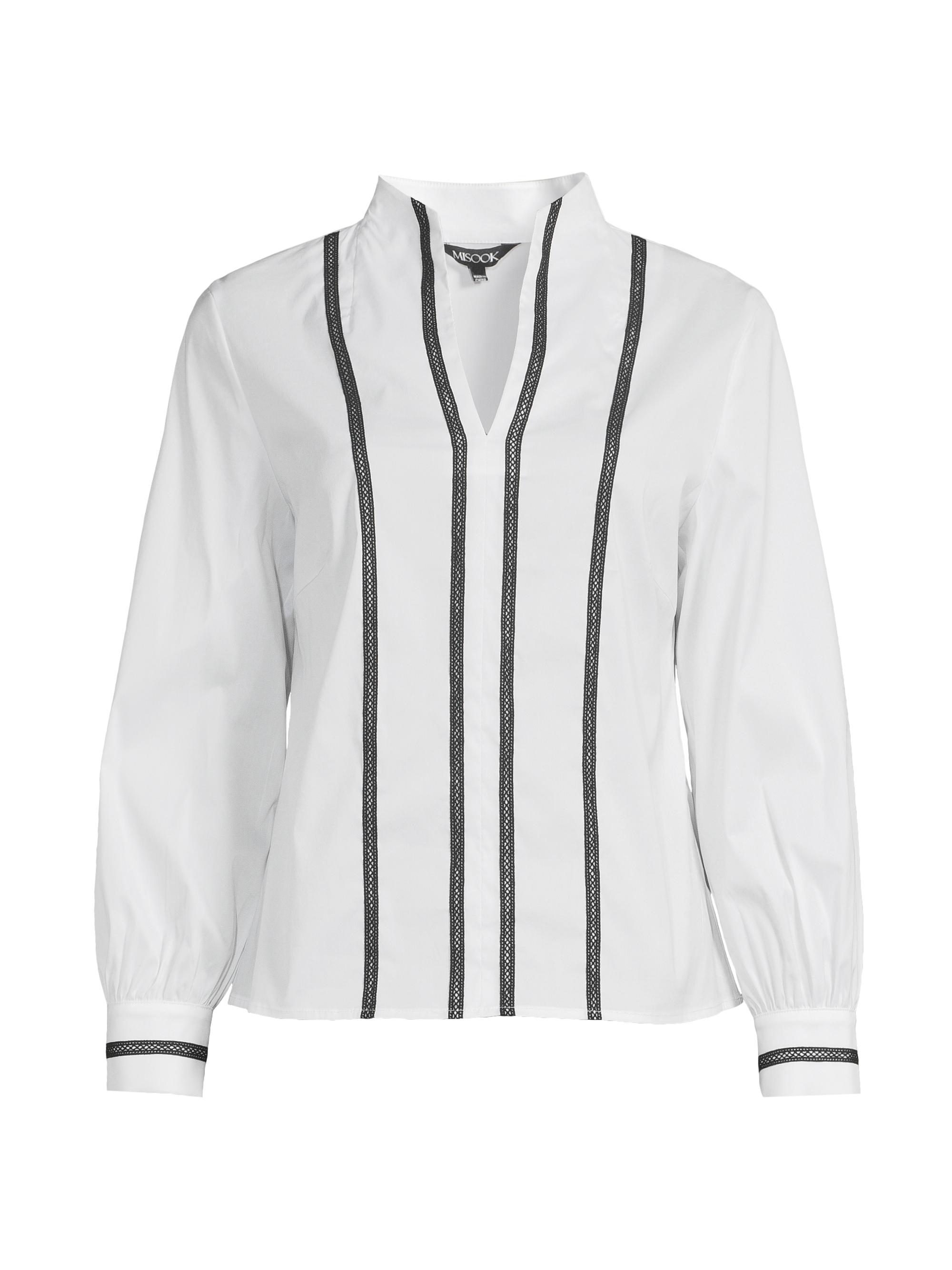 Misook Women's Heritage Fit Contrast Trim Blouse - Black White