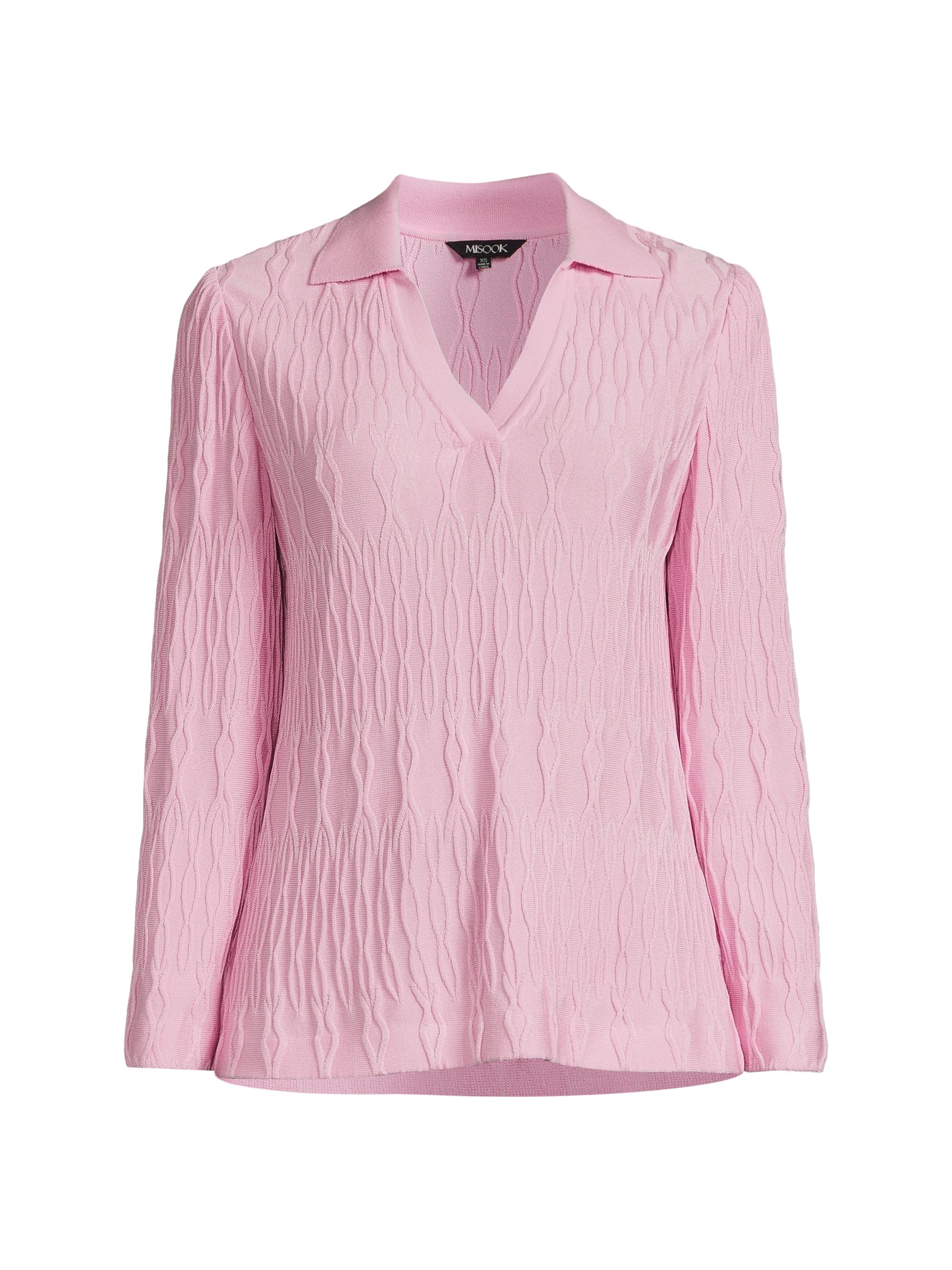 Misook Women's Heritage Fit Cable-Knit Tunic Top - Soft Blush