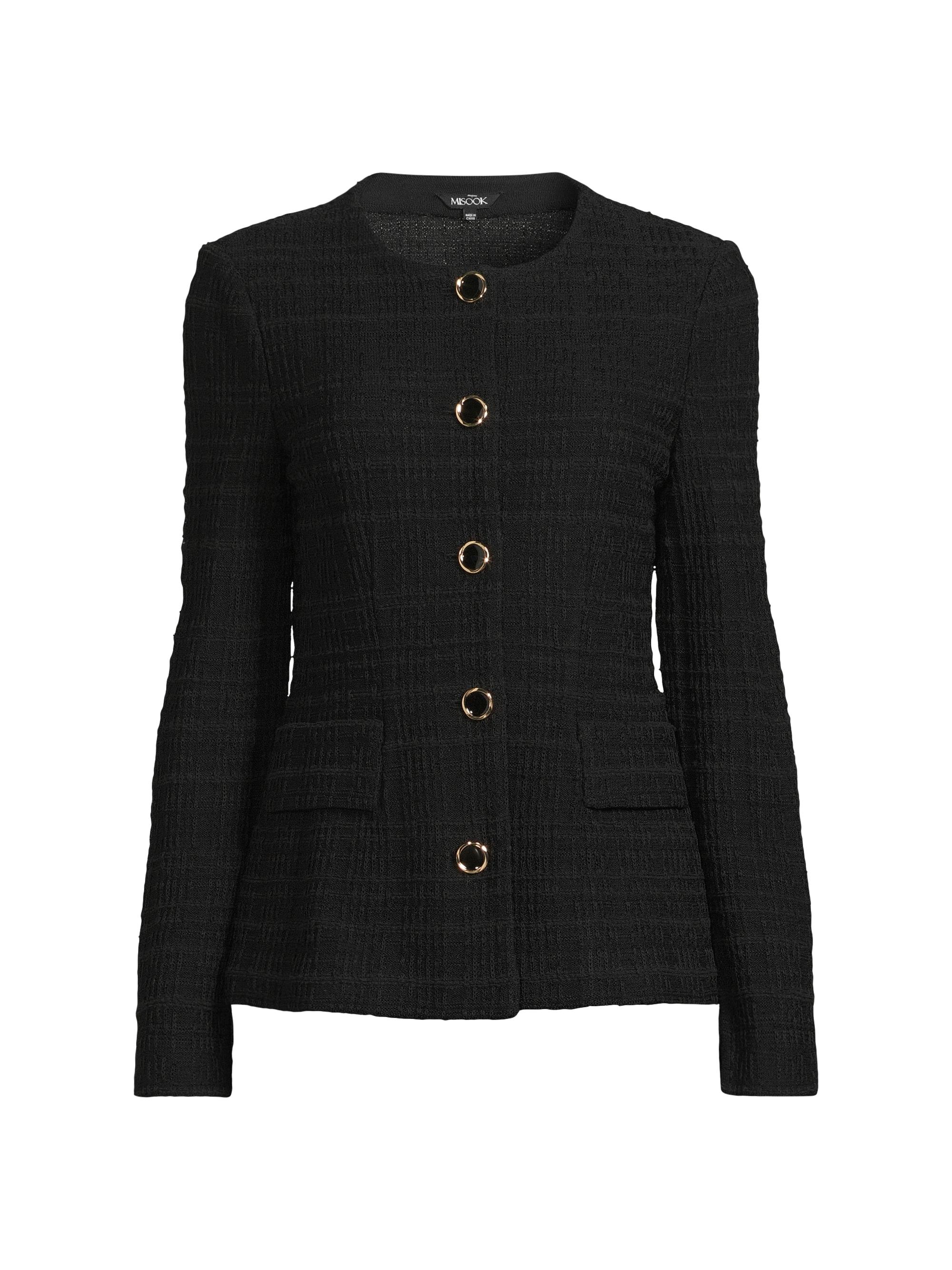 Misook Women's Plaid Knit Jacket - Black