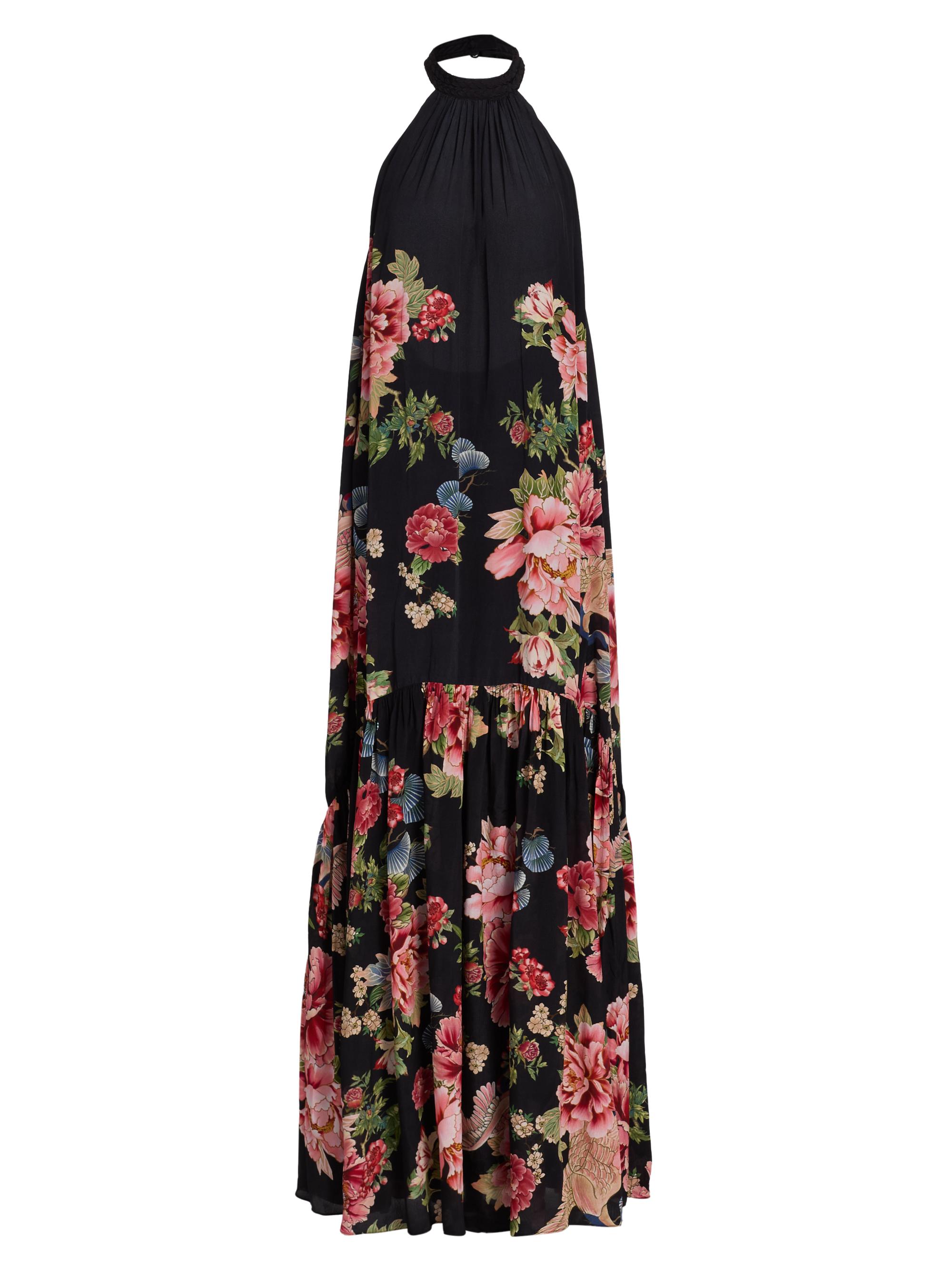 Hemant & Nandita Women's Rani Printed Halterneck Maxi Dress - Black