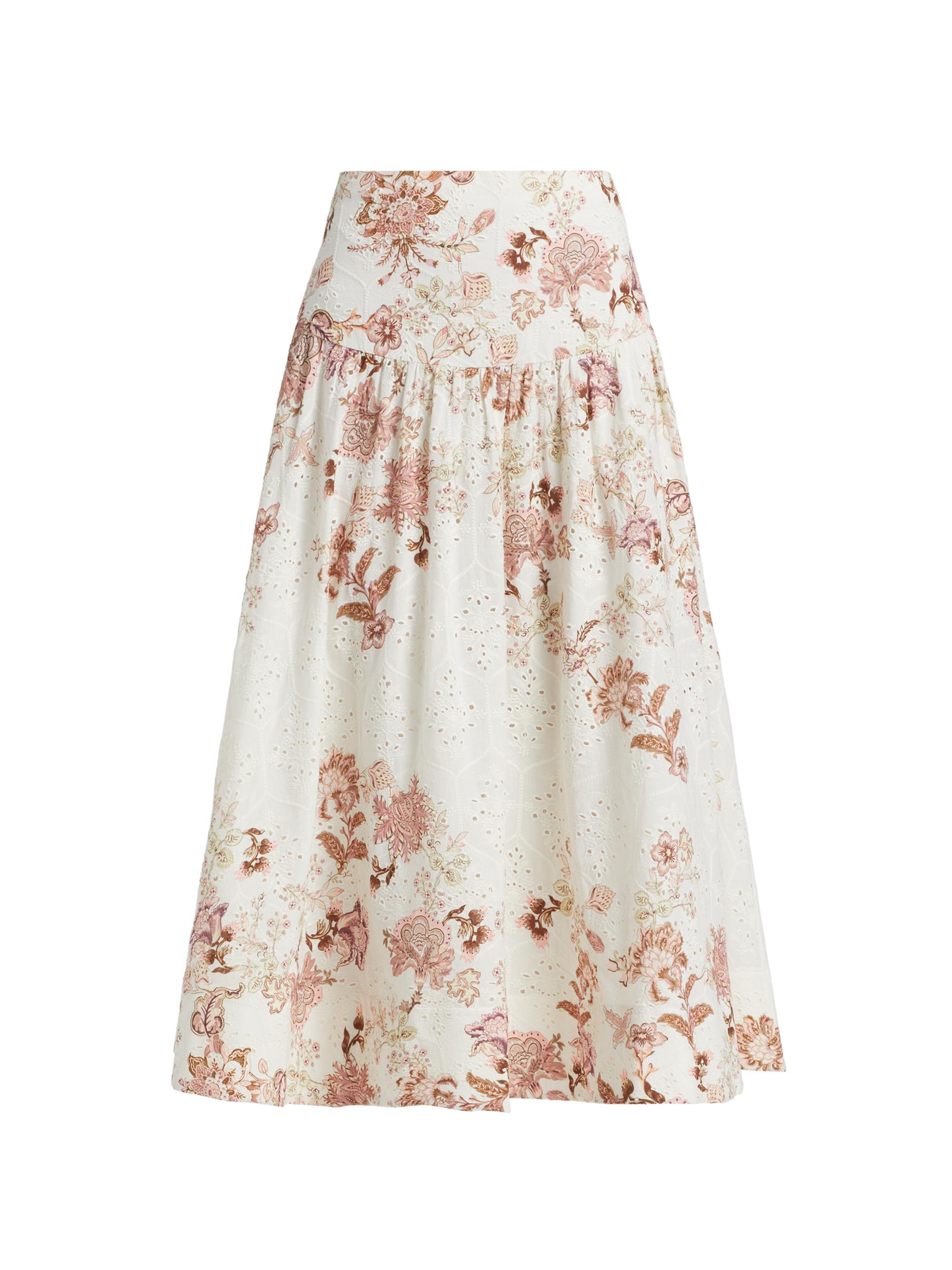 Hemant & Nandita Women's Diza Floral Midi-Skirt - White