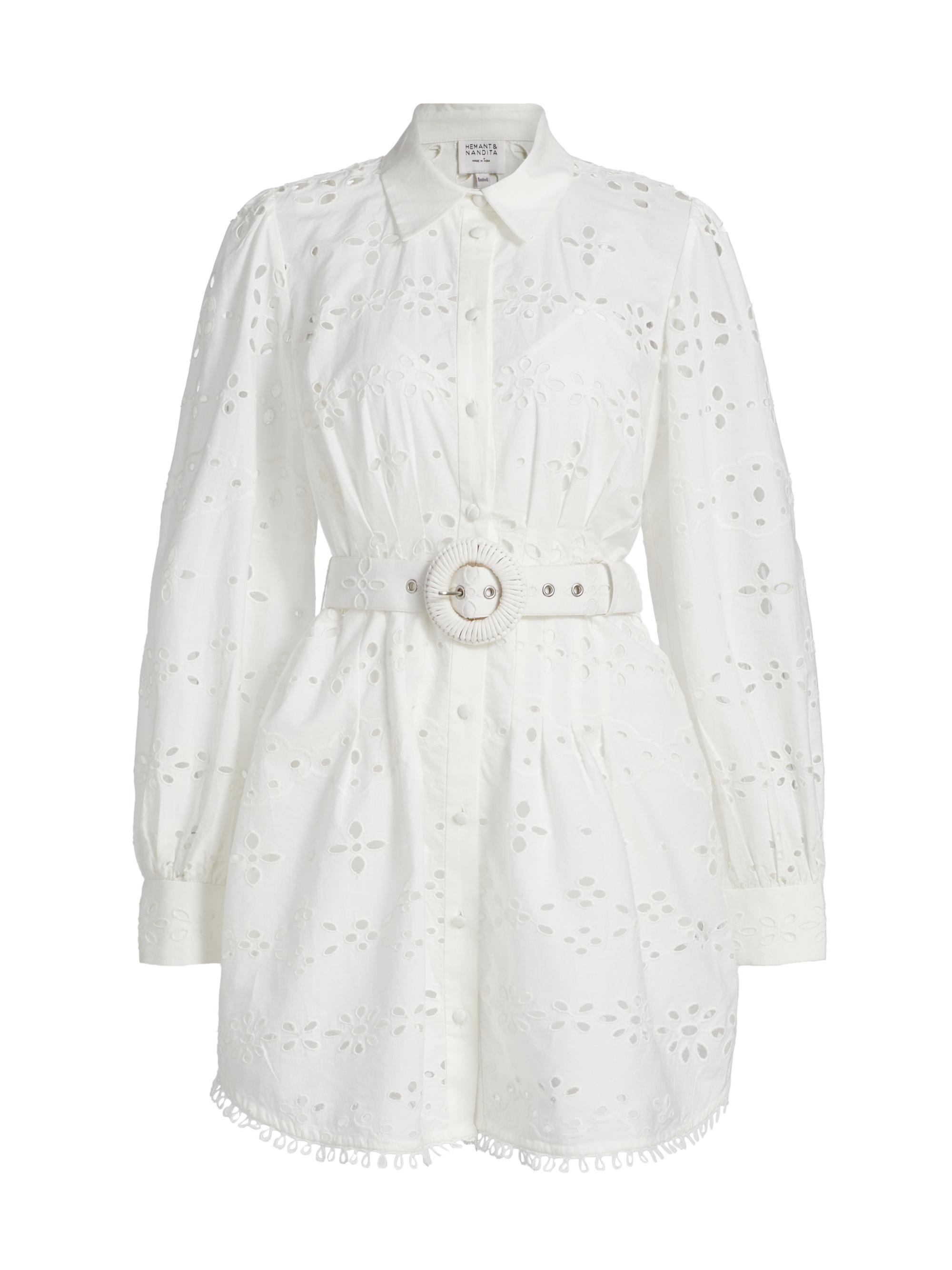 Hemant & Nandita Women's Adya Buckle Shirt Minidress - Off White