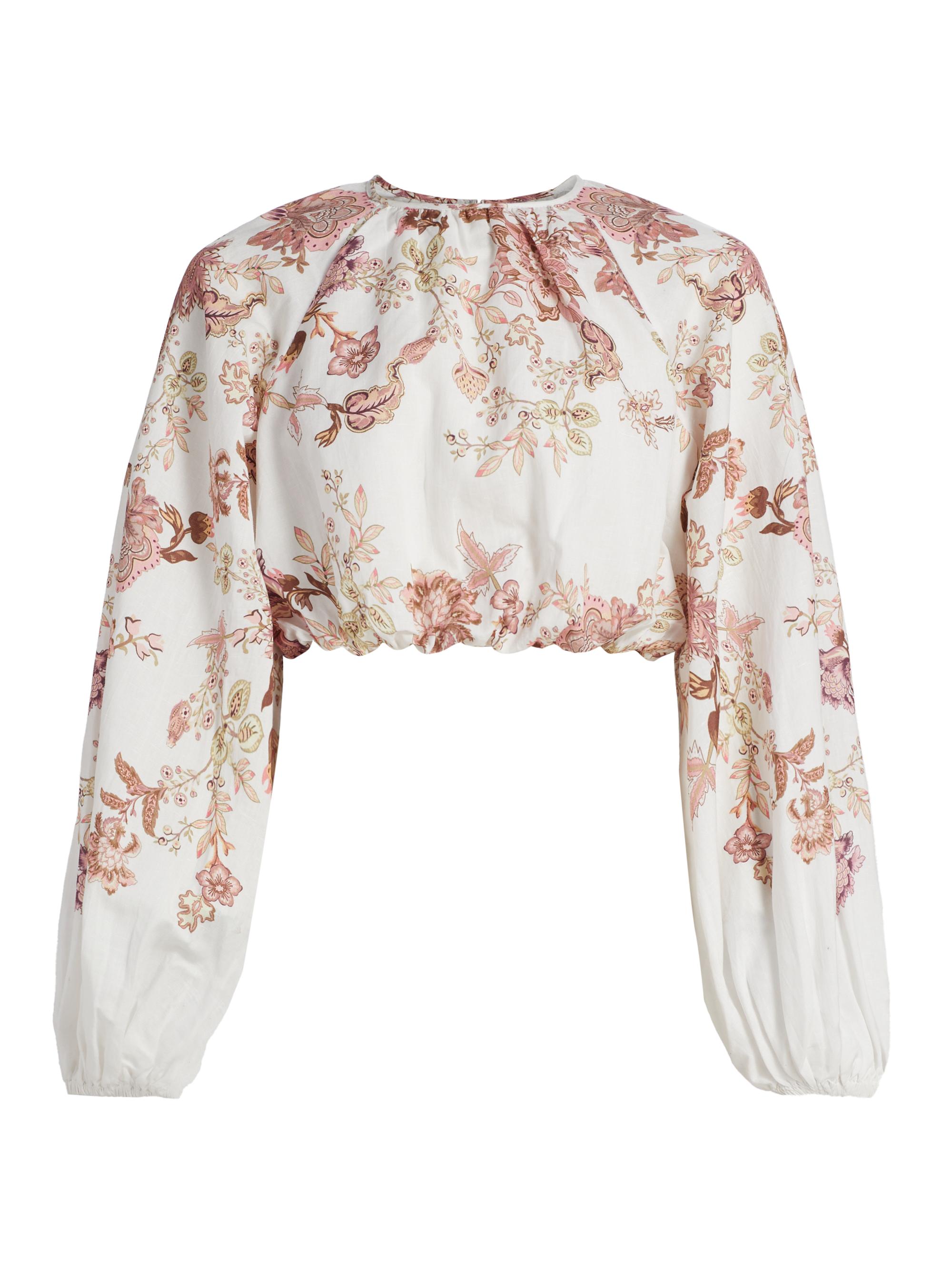 Hemant & Nandita Women's Diza Floral Bubble Hem Top - White