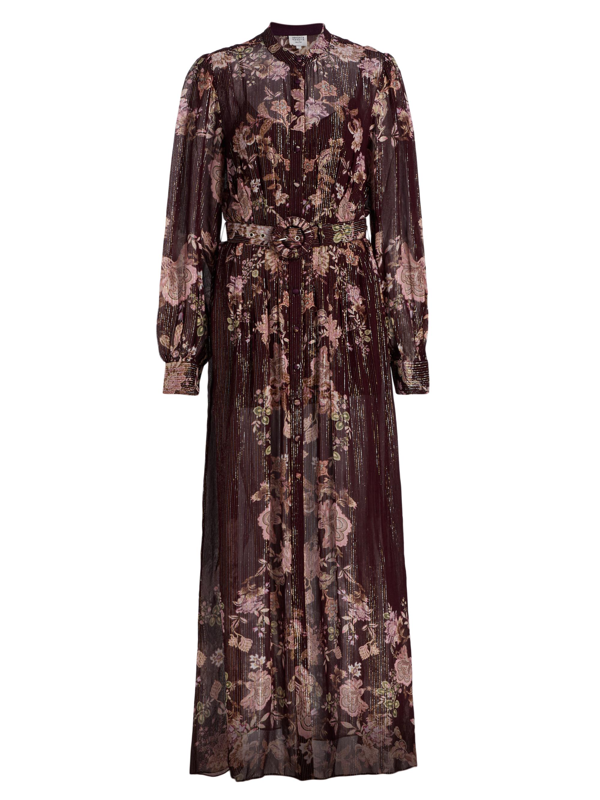 Hemant & Nandita Women's Reem Maxi Shirtdress - Burgundy Floral