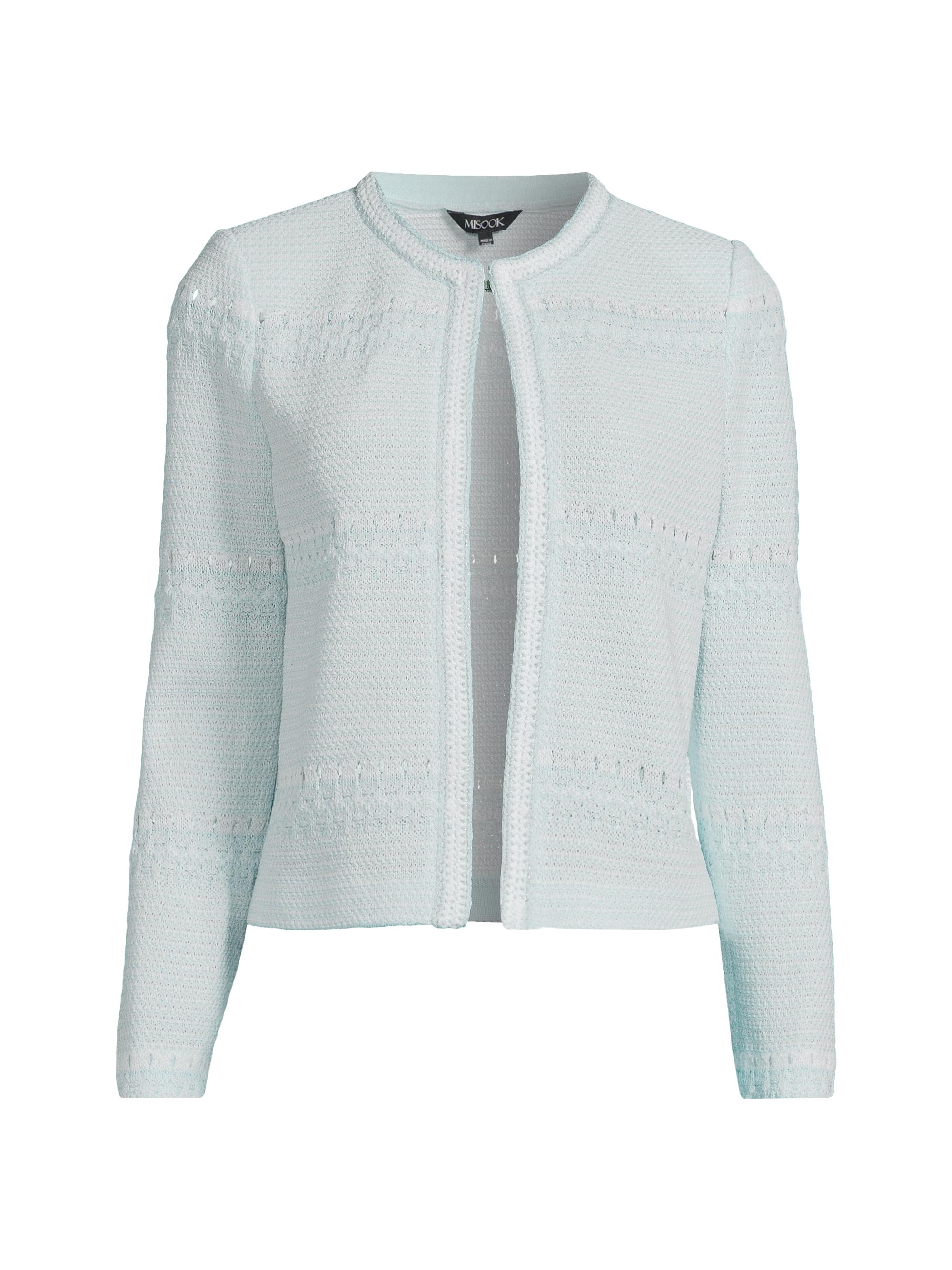 Misook Women's Crochet Open-Front Jacket - Aquatic White