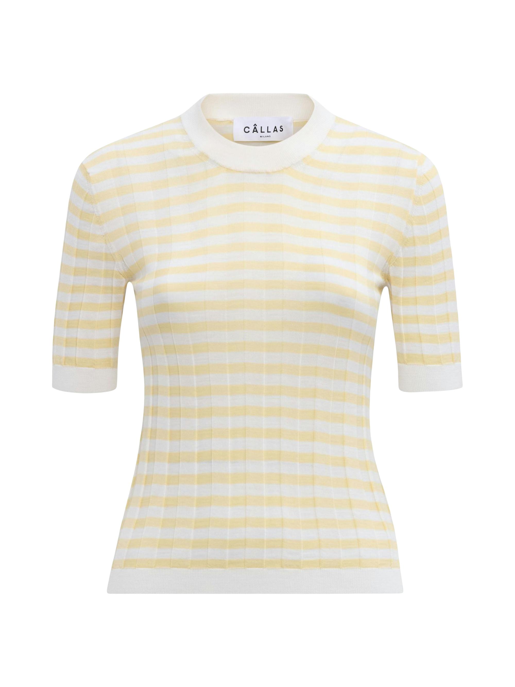Callas Milano Women's Deeda Crewneck Stripes Sweater - Yellow  Stripes
