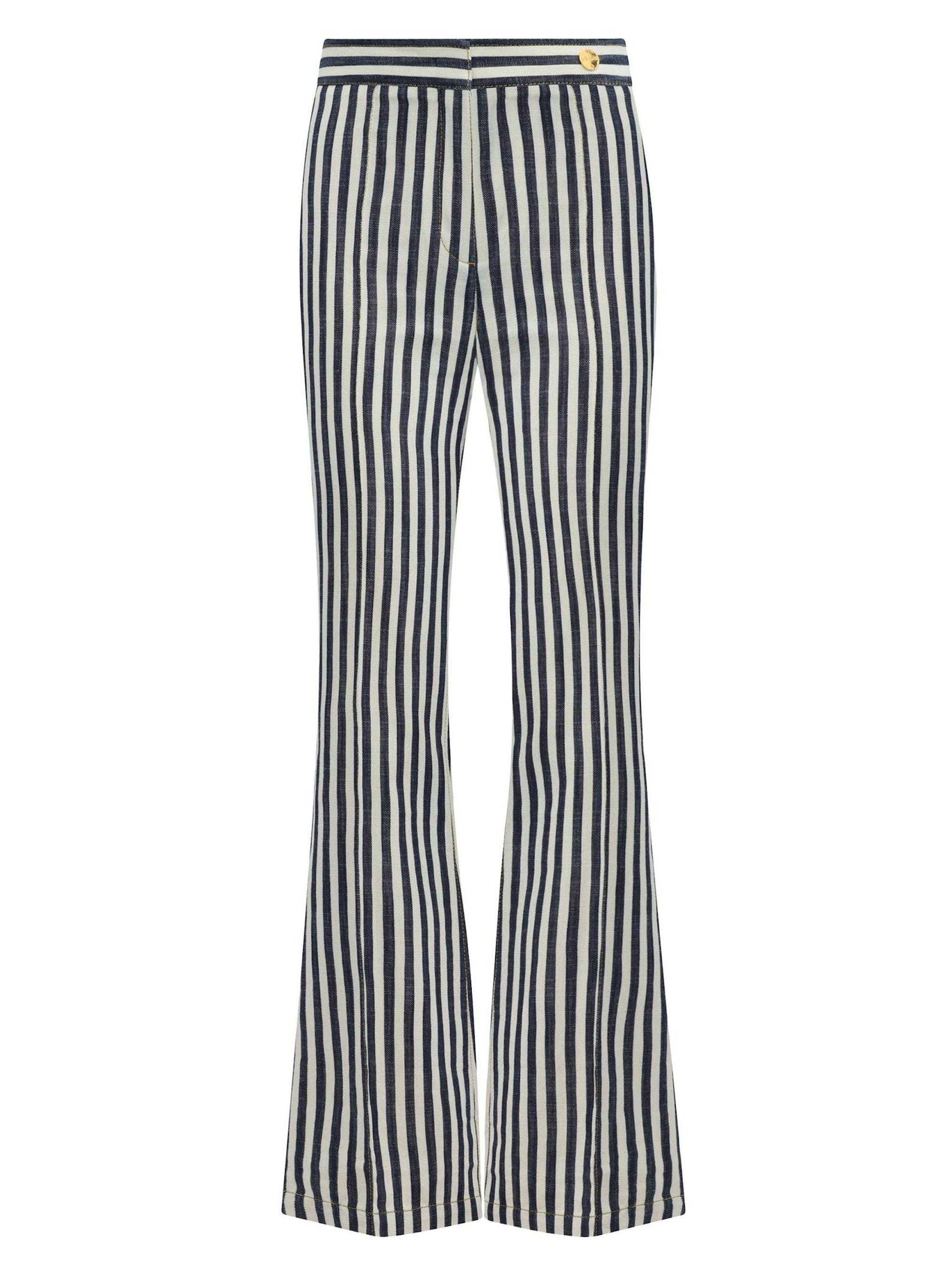 Callas Milano Women's Lola Denim Stripes Crop Pants - Natural Midnight Stripes