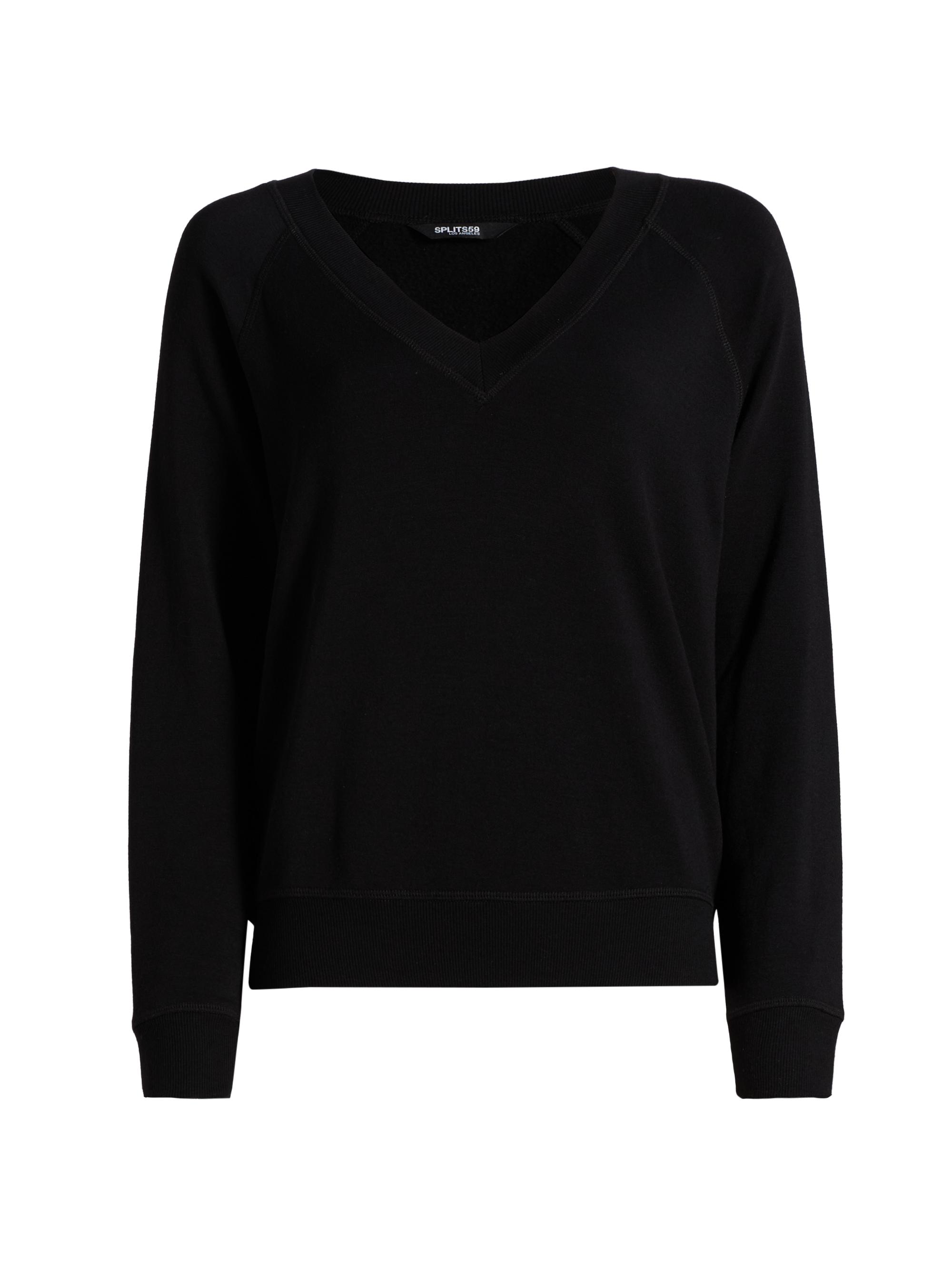 Splits59 Women's Bennie Fleece V-Neck Sweatshirt - Black
