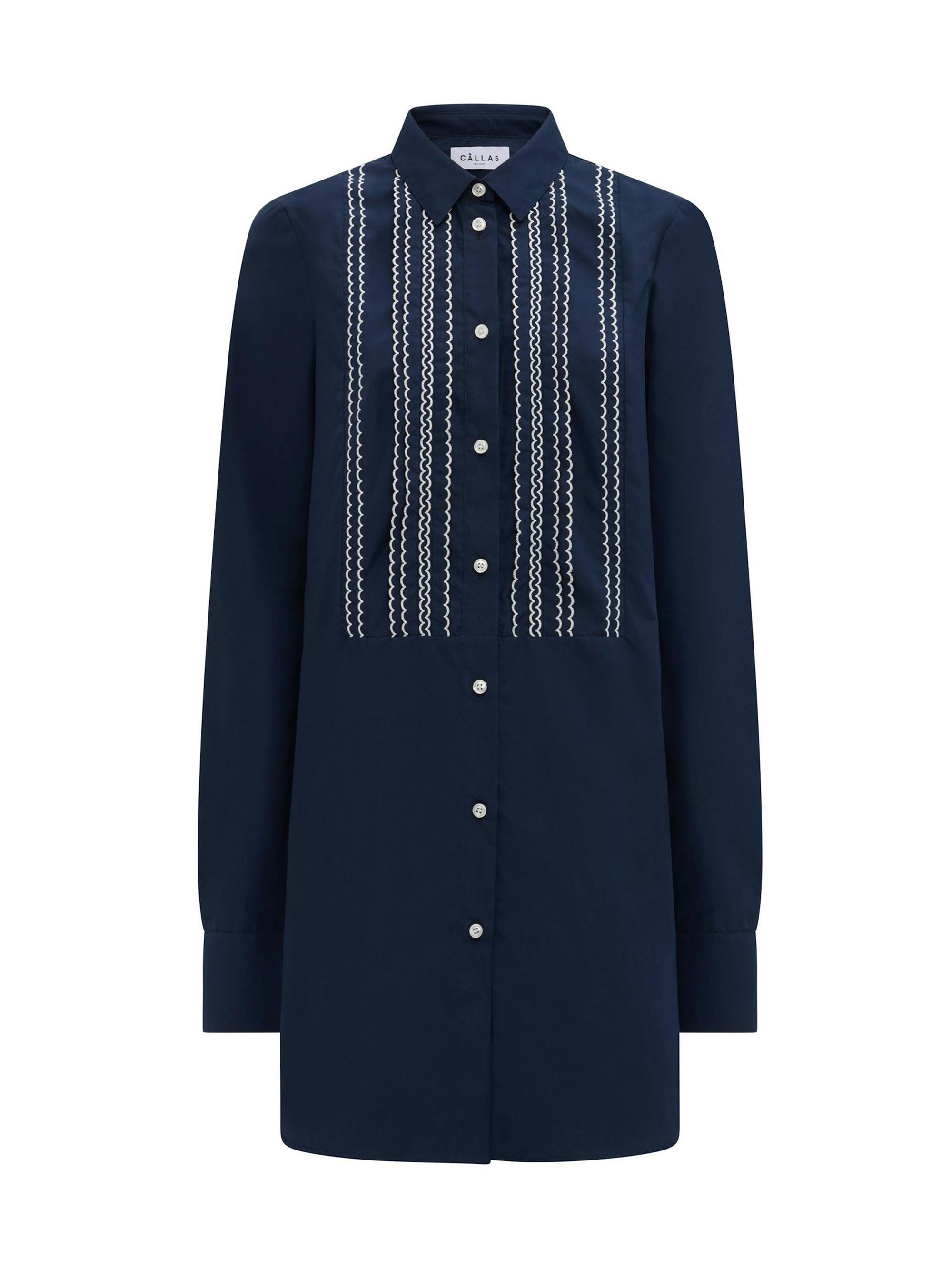 Callas Milano Women's Mattia Embroidered Shirt Dress - Navy