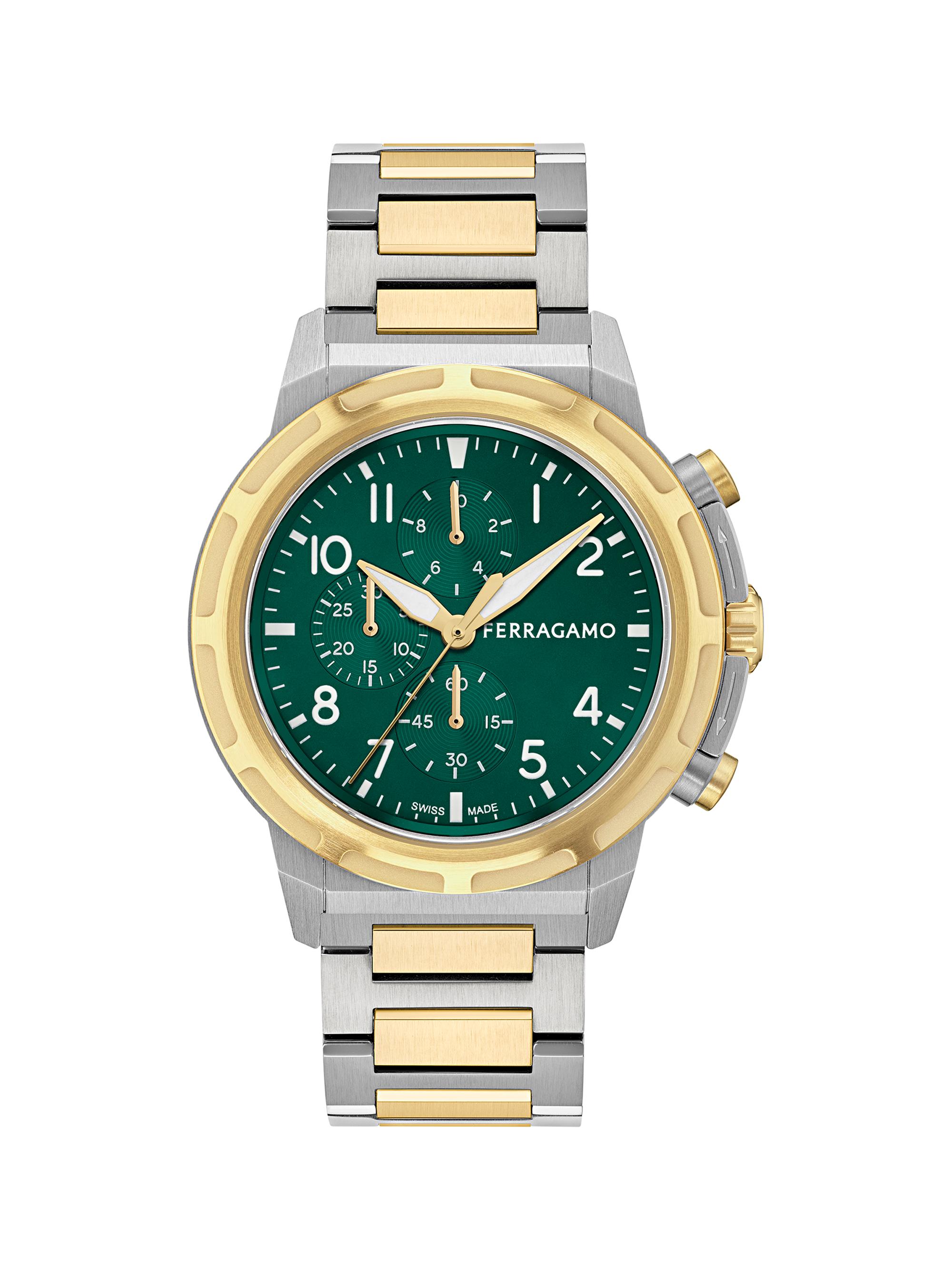 FERRAGAMO Men's Two-Tone Stainless Steel Chronograph Watch/44MM - Two Tone Green