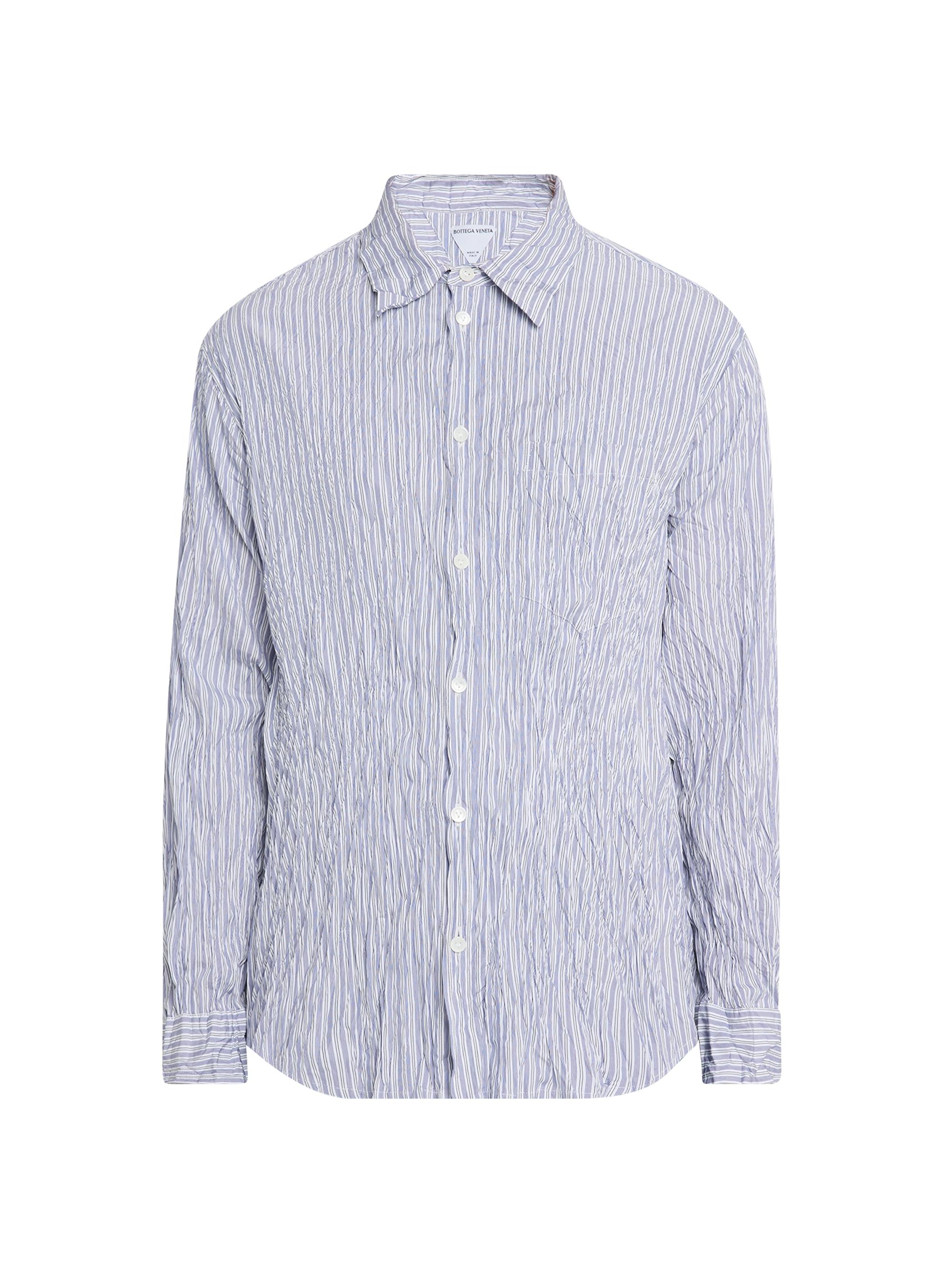 Bottega Veneta Men's Technical Cotton Double-Striped Shirt - Blue White