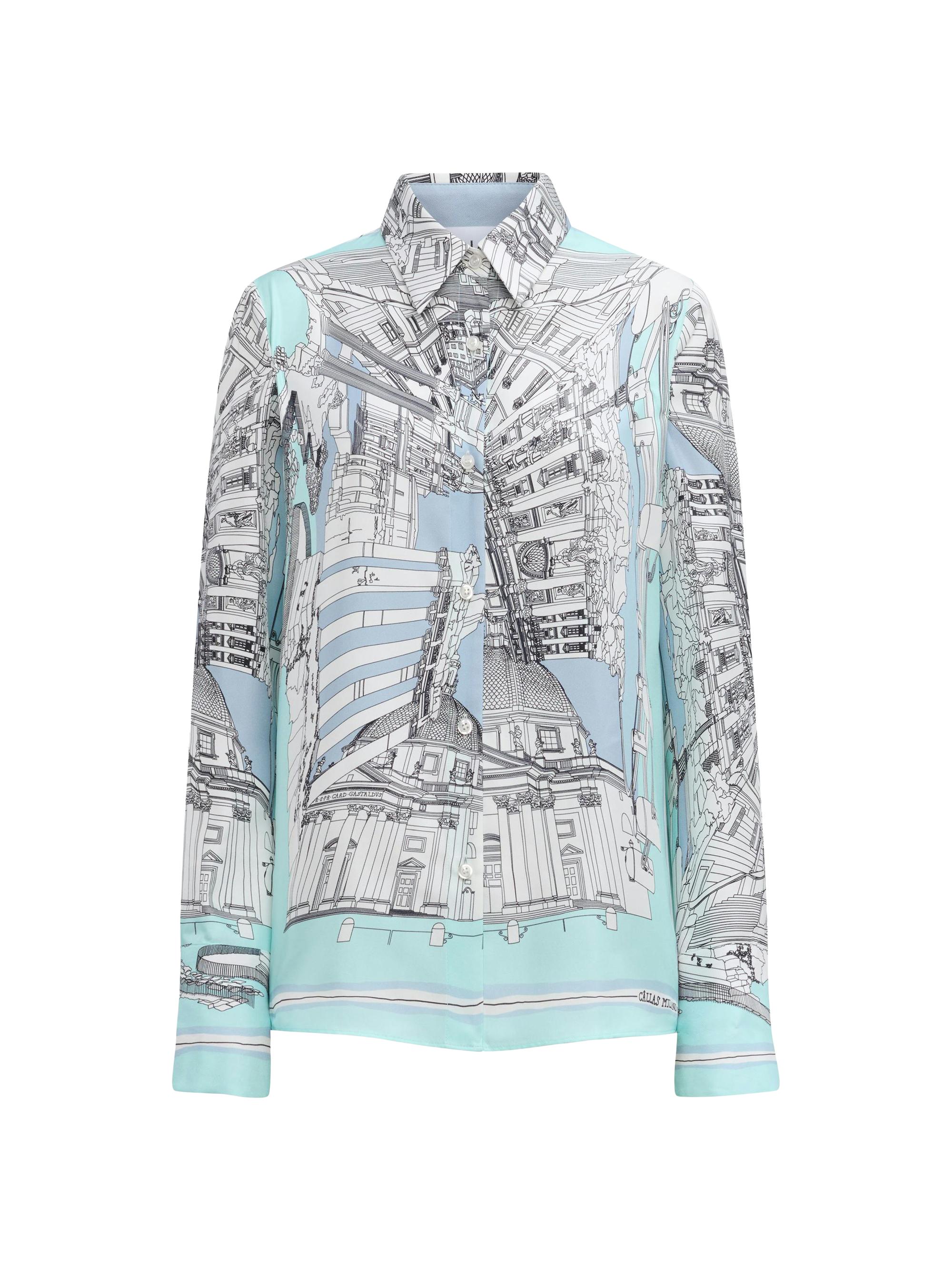 Callas Milano Women's Cameron Rome Scarf Shirt - Turquoise
