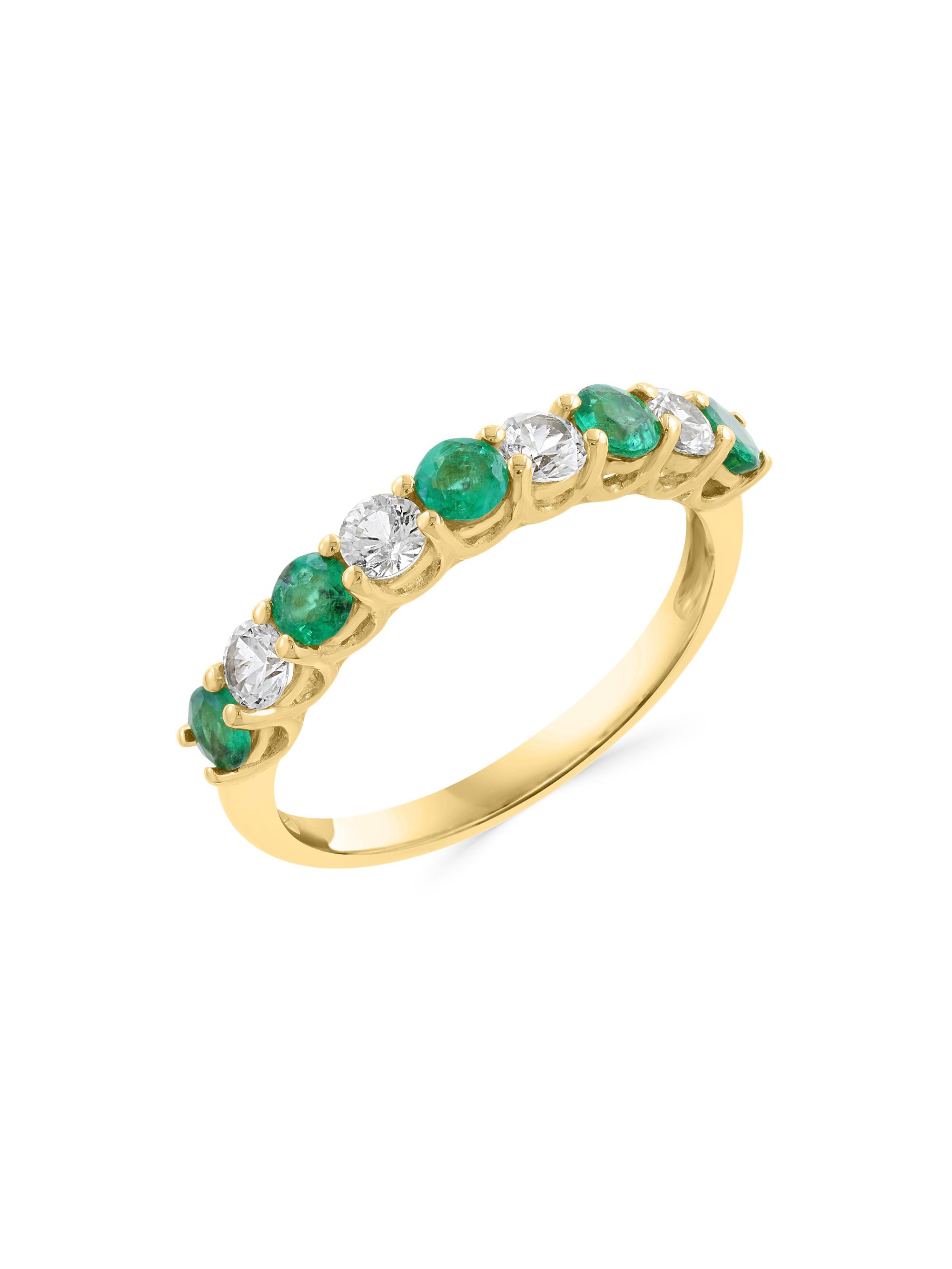 Saks Fifth Avenue Collection Women's 14K Yellow Gold, Emerald & 0.39 TCW Diamond Band Ring - Yellow Gold