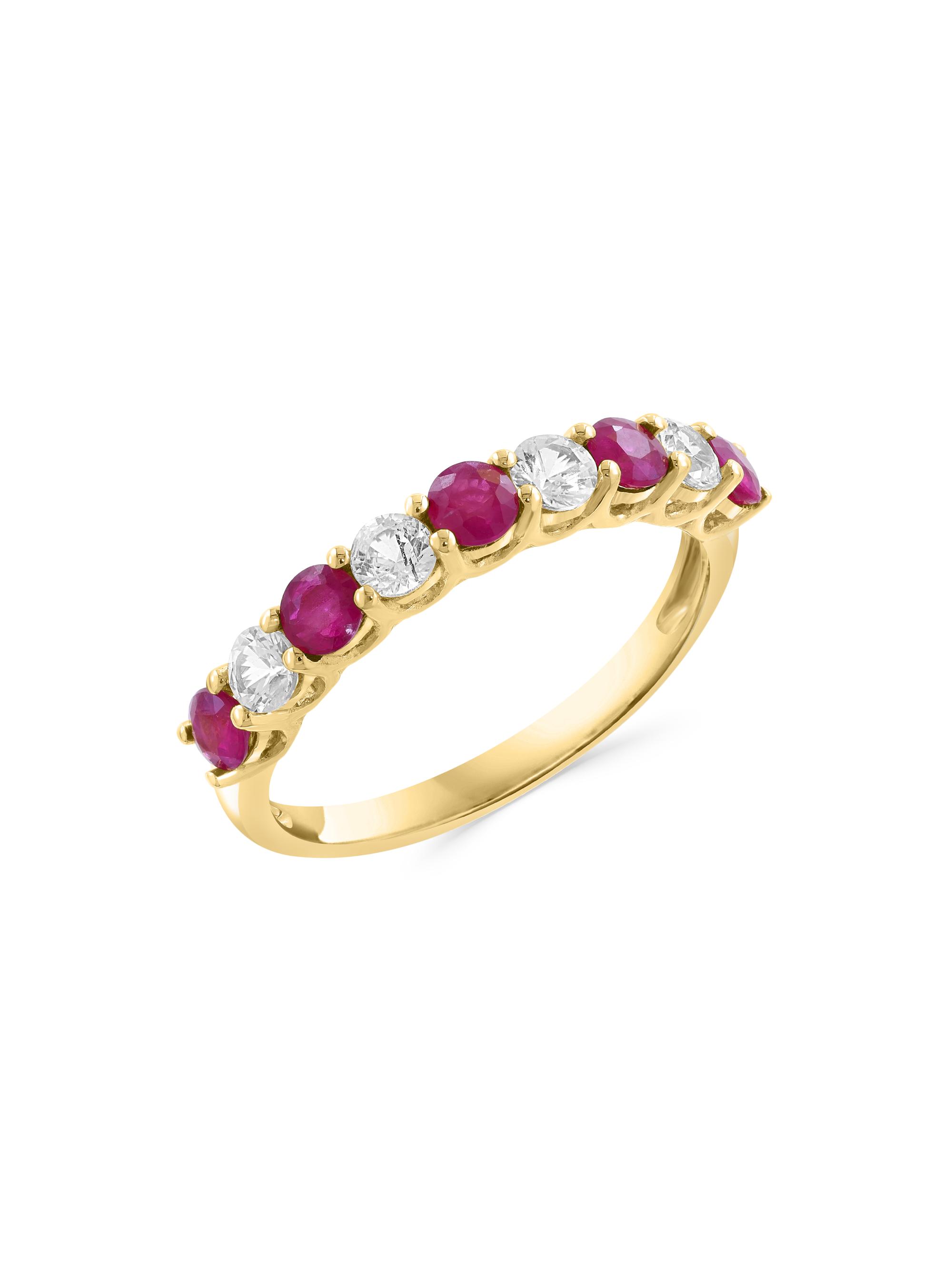 Saks Fifth Avenue Collection Women's 14K Yellow Gold, Ruby & 0.39 TCW Diamond Band Ring - Yellow Gold