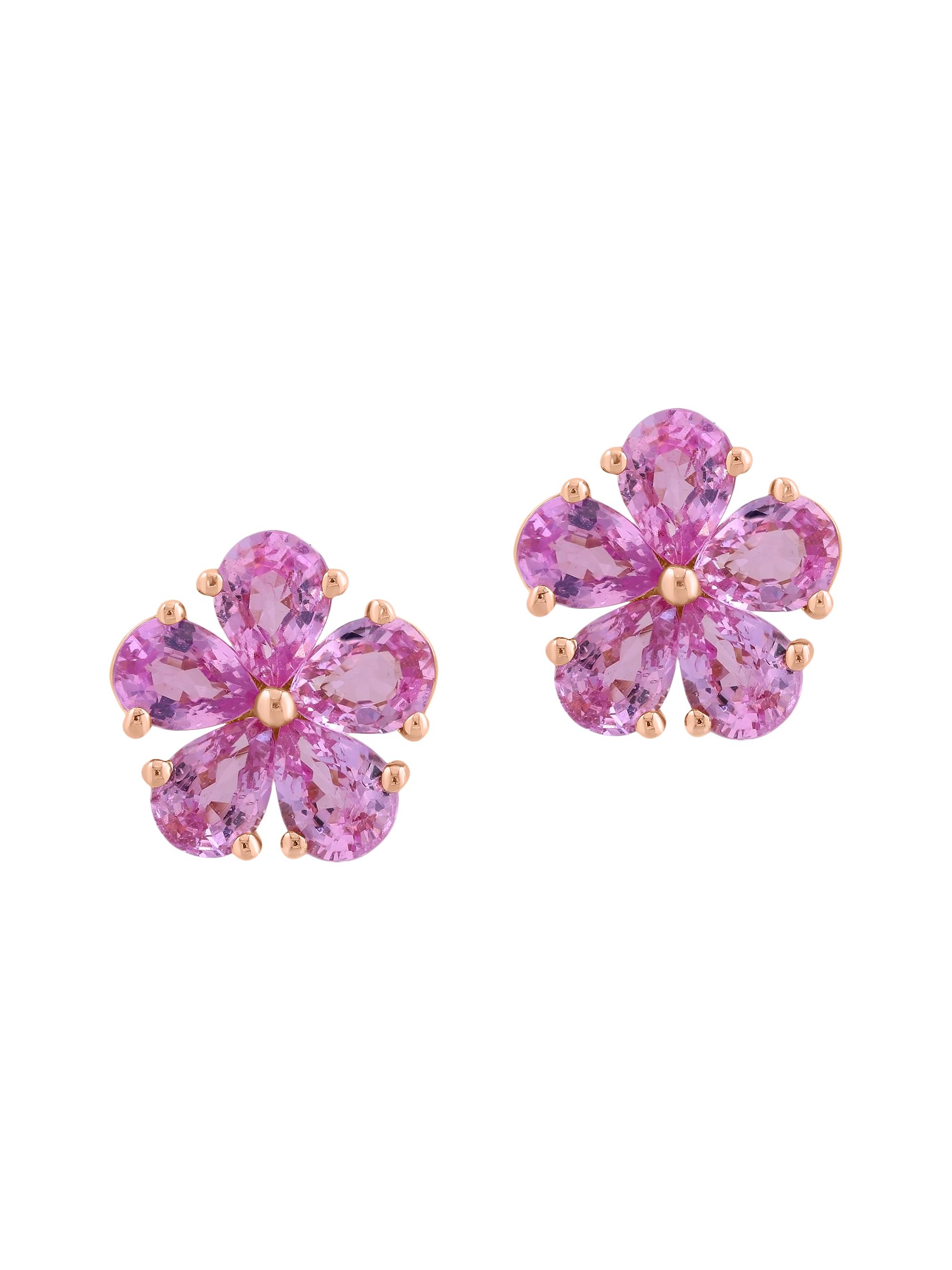 Saks Fifth Avenue Collection Women's 14K Rose Gold & Pink Sapphire Stud Earrings - Rose Gold