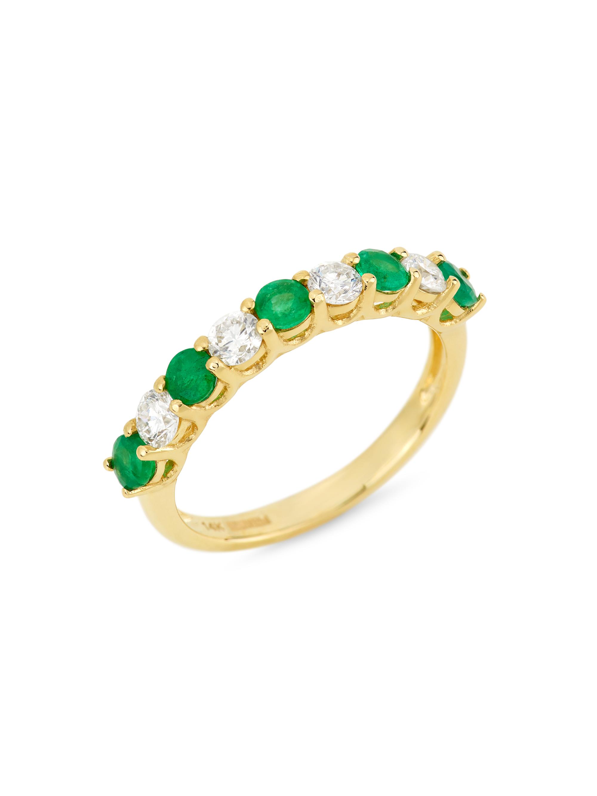 Saks Fifth Avenue Collection Women's 14K Gold, Diamond & Emerald Ring - Yellow Gold