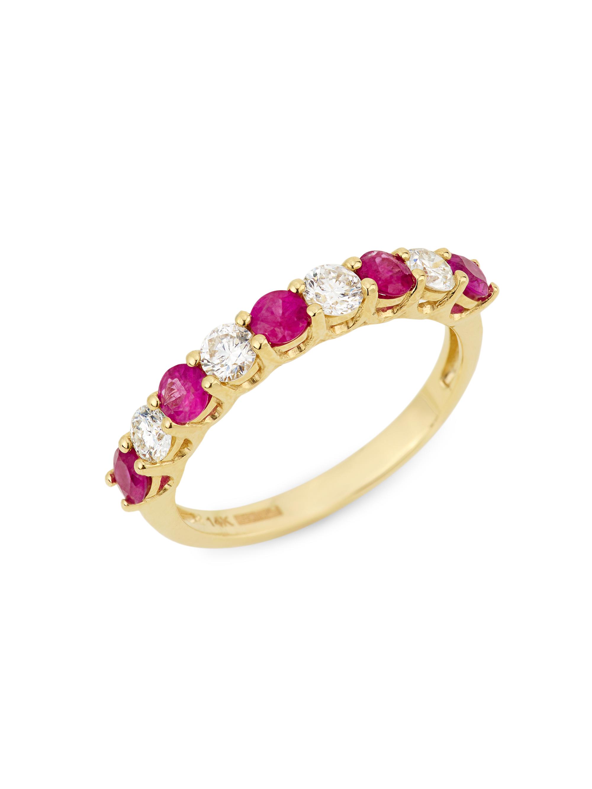Saks Fifth Avenue Collection Women's 14K Yellow Gold, Ruby & 0.39 TCW Diamond Ring - Yellow Gold