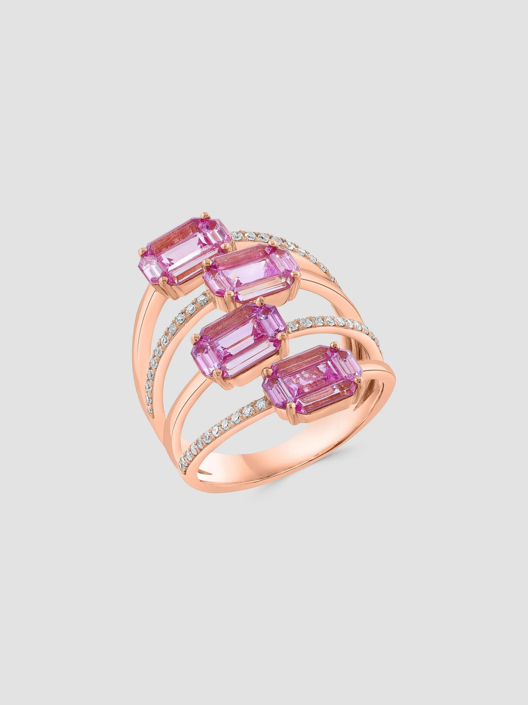 Saks Fifth Avenue Collection Women's 14K Rose Gold, Pink Sapphire & 0.21 TCW Diamond Ring - Rose Gold - Size 7