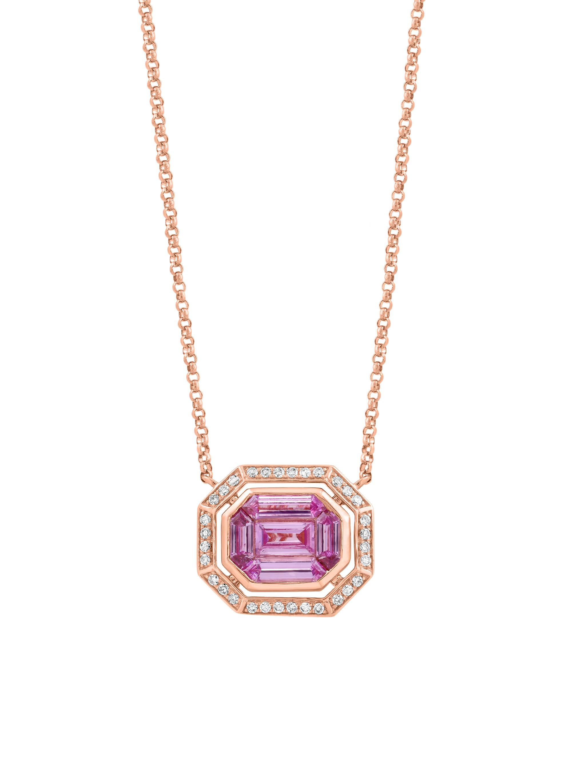 Saks Fifth Avenue Collection Women's 14K Rose Gold, Pink Sapphire & 0.13 TCW Diamond Pendant Necklace - Rose Gold