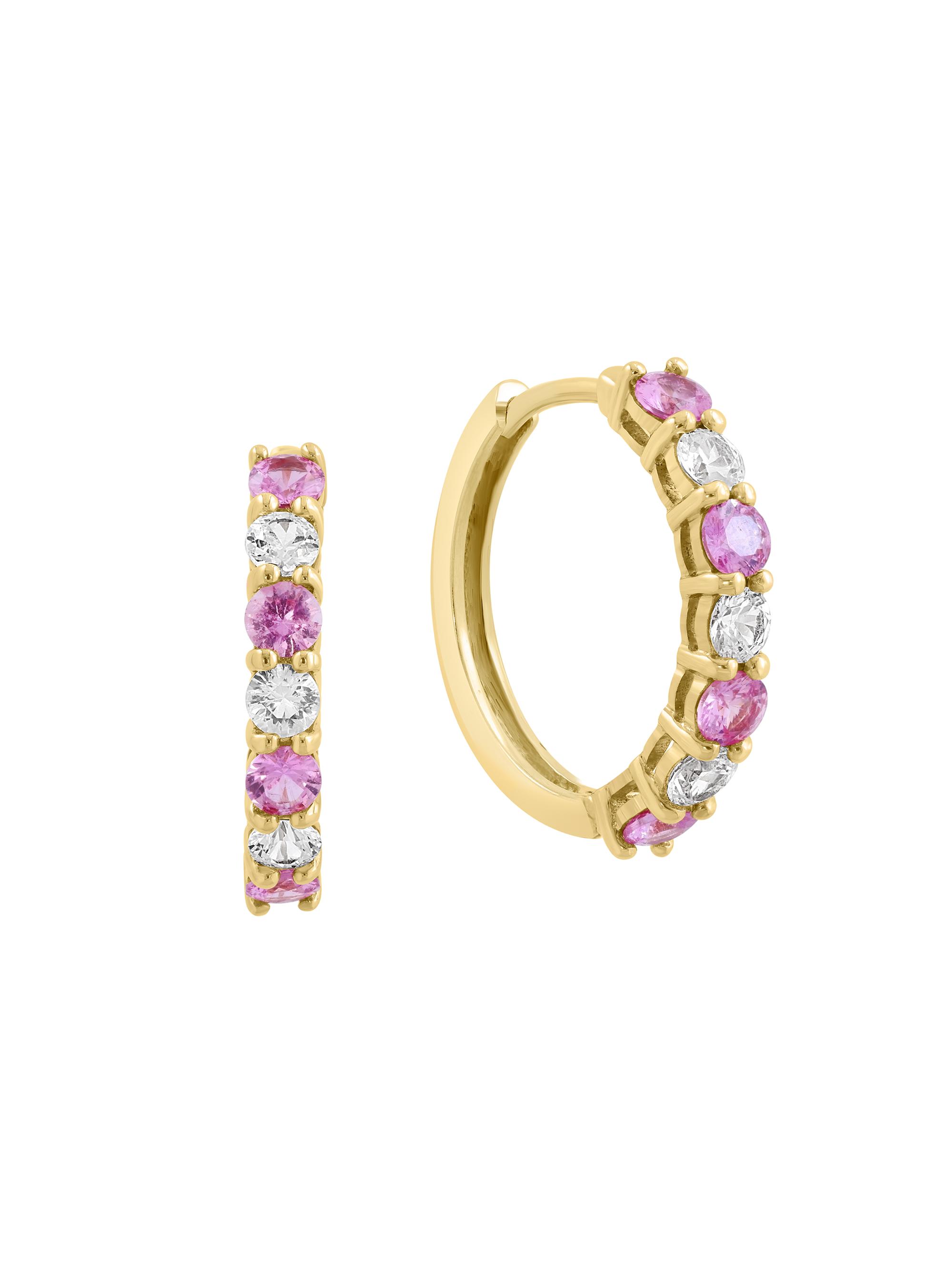 Saks Fifth Avenue Collection Women's 14K Yellow Gold, Pink Sapphire & 0.59 TCW Diamond Huggie Earrings - Yellow Gold