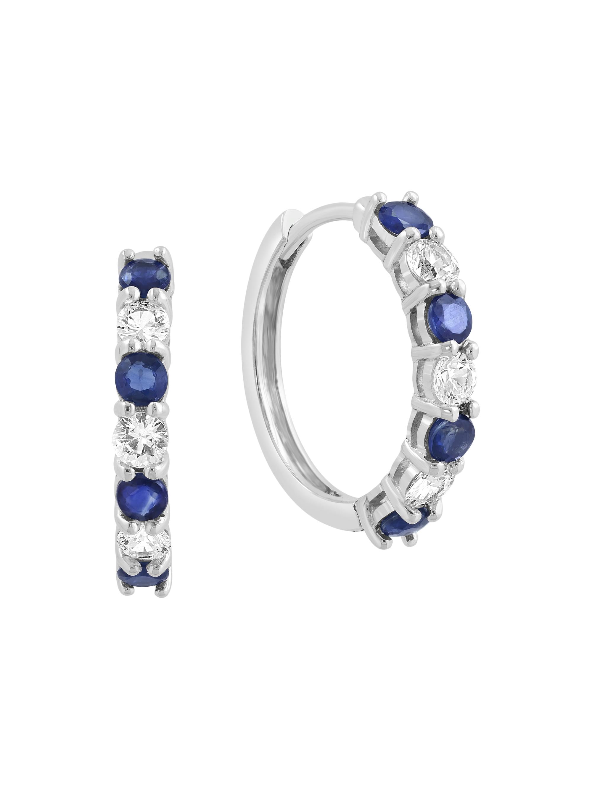 Saks Fifth Avenue Collection Women's 14K White Gold, Sapphire & 0.59 TCW Diamond Huggie Earrings - White Gold
