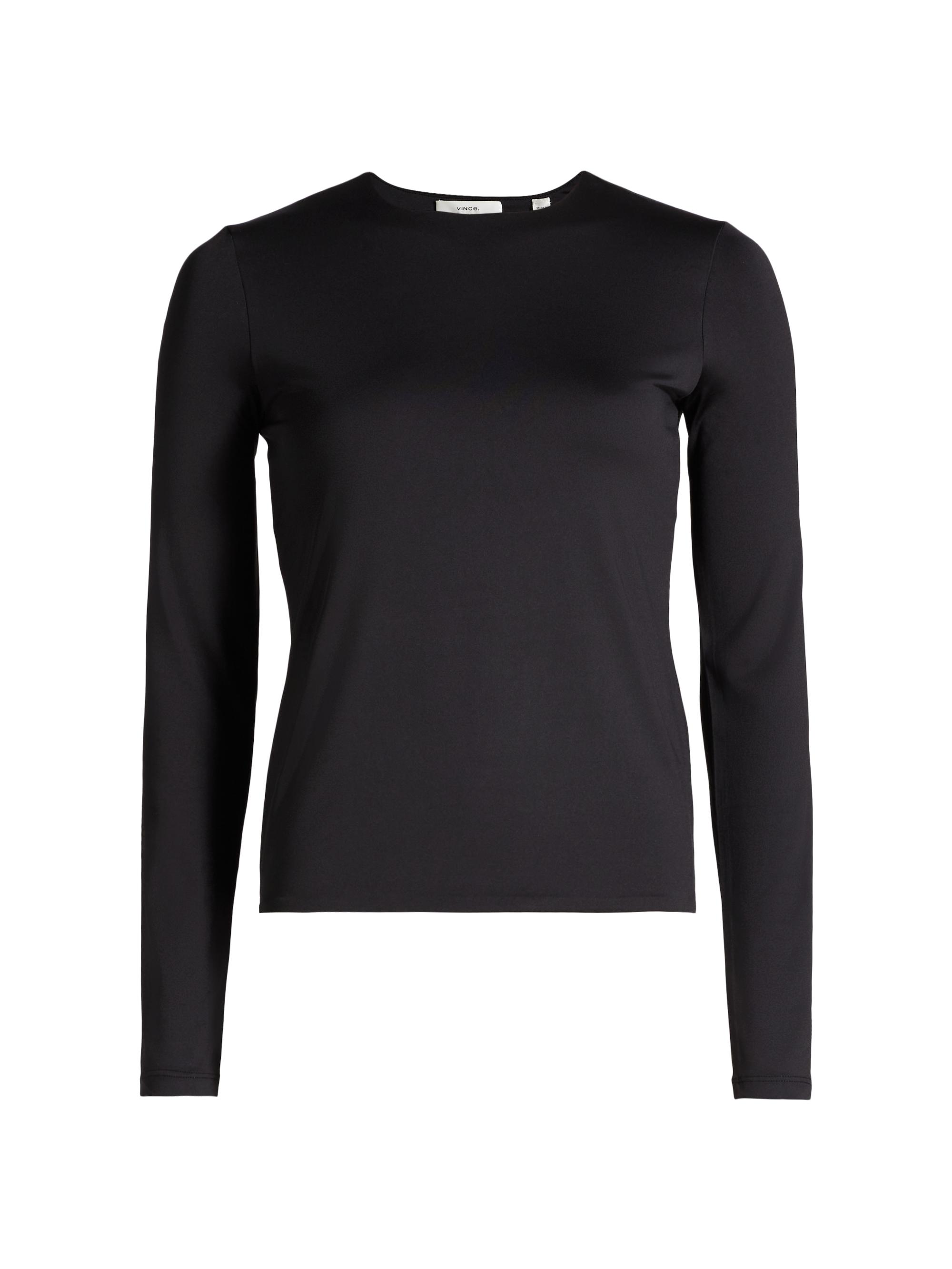 Vince Women's Long-Sleeve Crew Top - Black