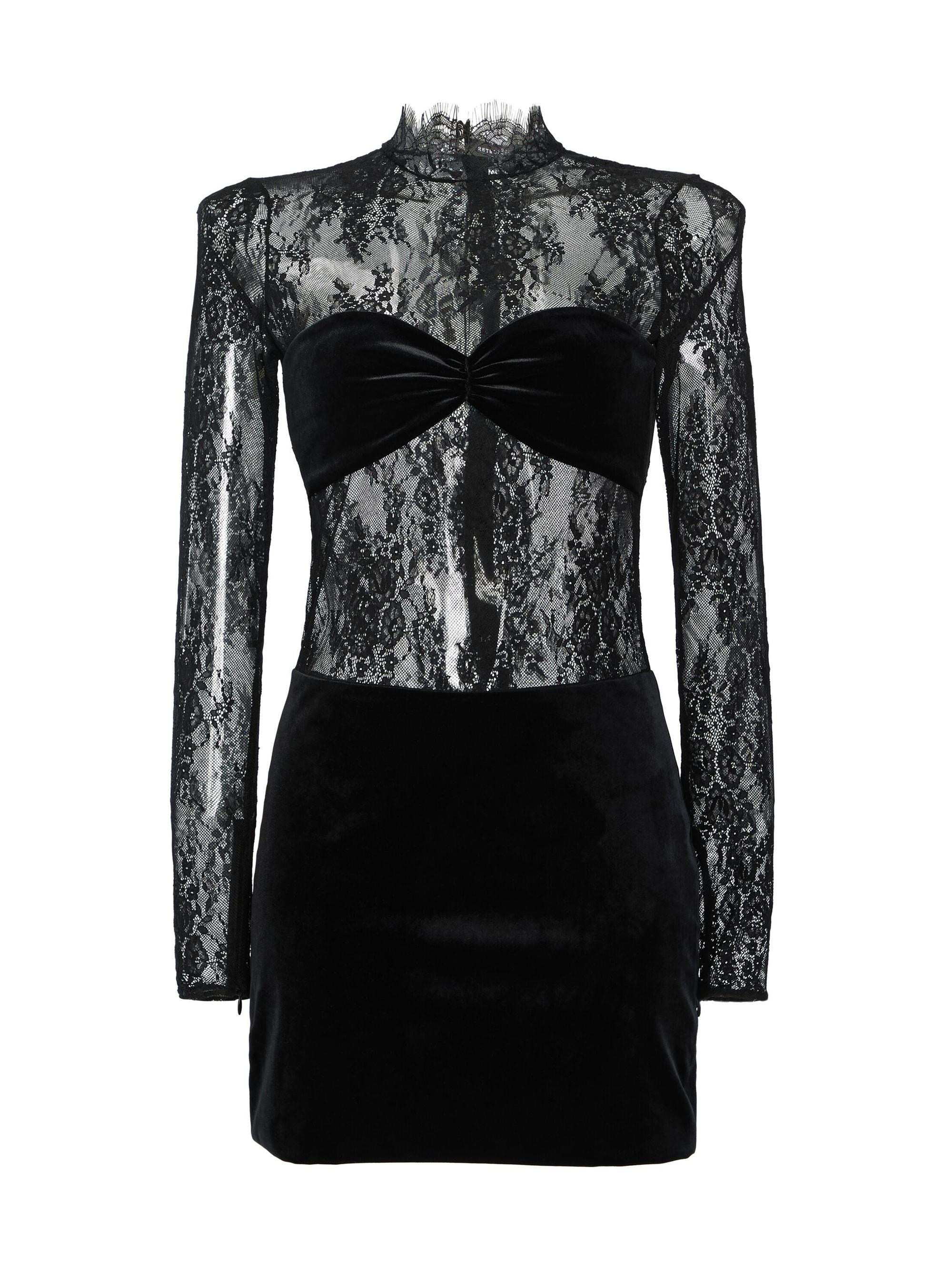 Retrofête Women's Brigette Velvet Lace Dress - Black