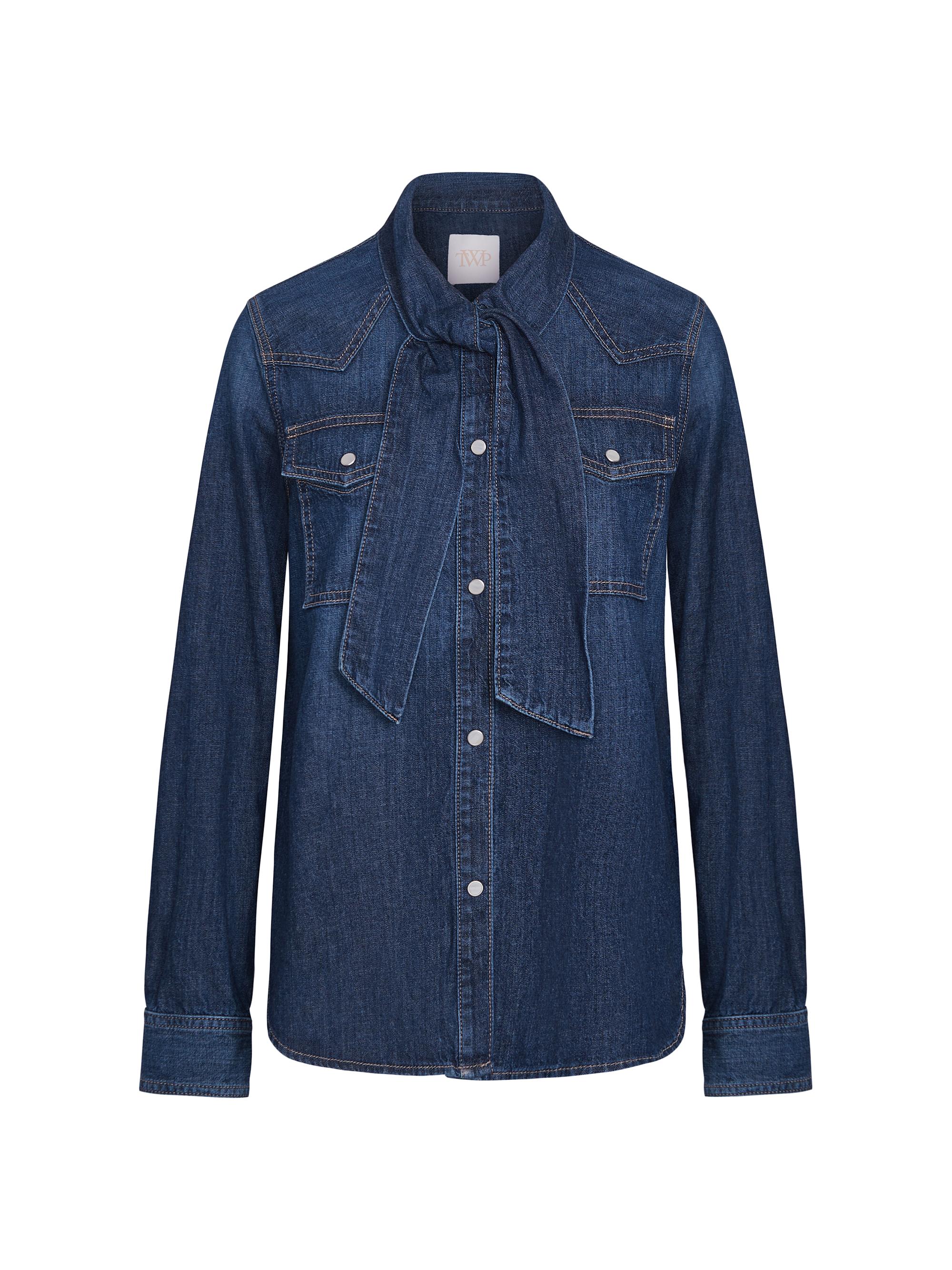 TWP Women's Ranchers Daughter Denim Tie Shirt - Dark Wash