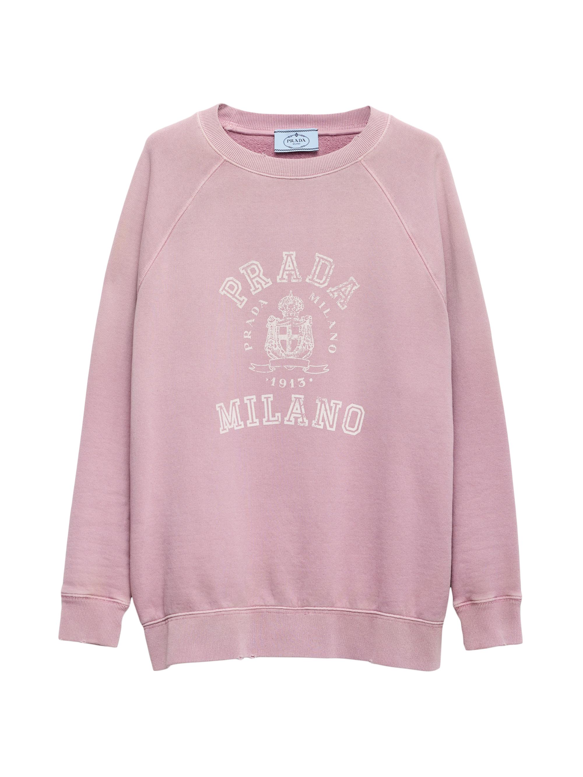 Prada Women's Cotton Crewneck Sweatshirt - Pink