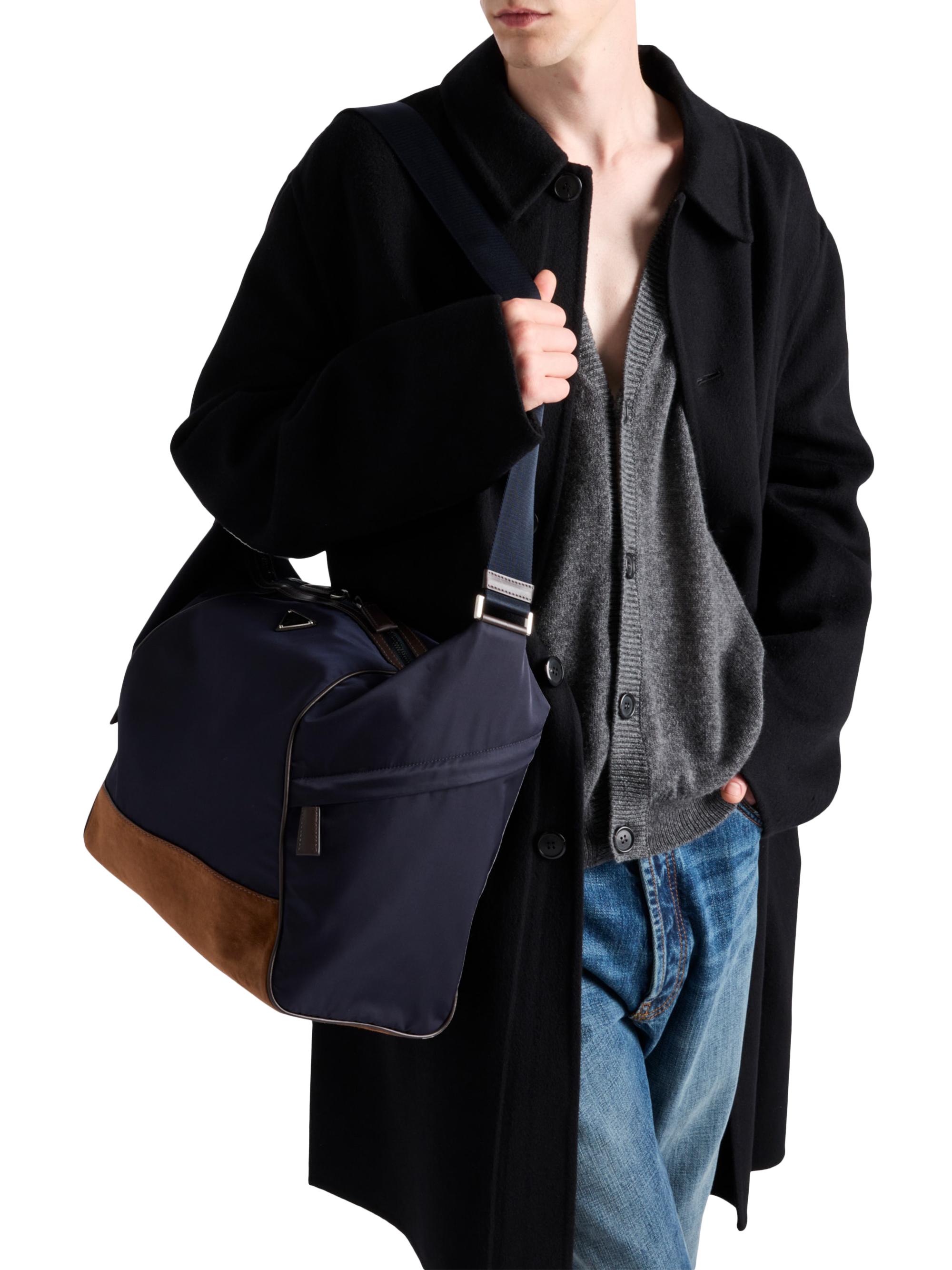 Prada Men's Re-Nylon and Leather Shoulder Bag - Blue