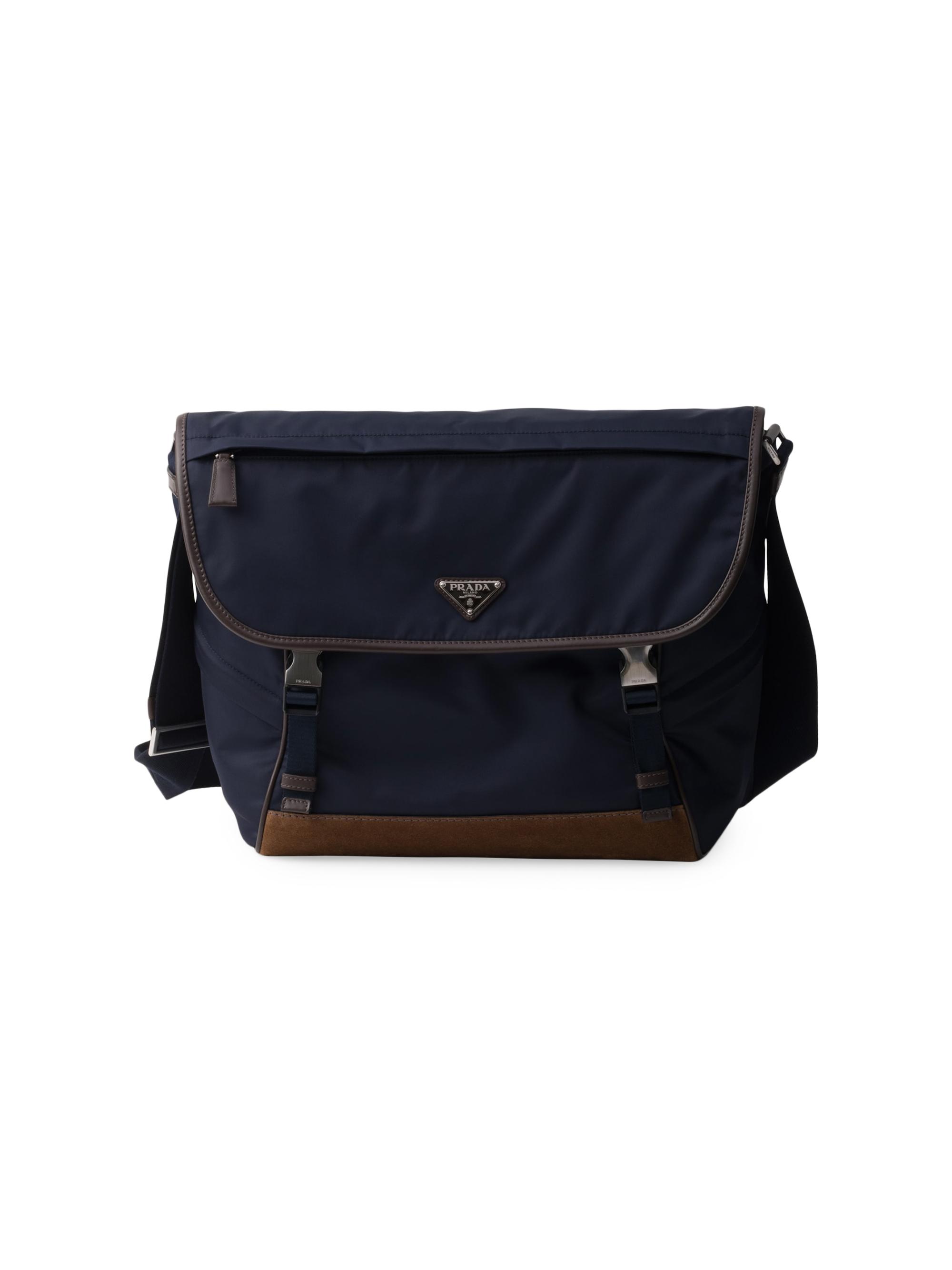 Prada Men's  Re-Nylon and Leather Shoulder Bag - Blue