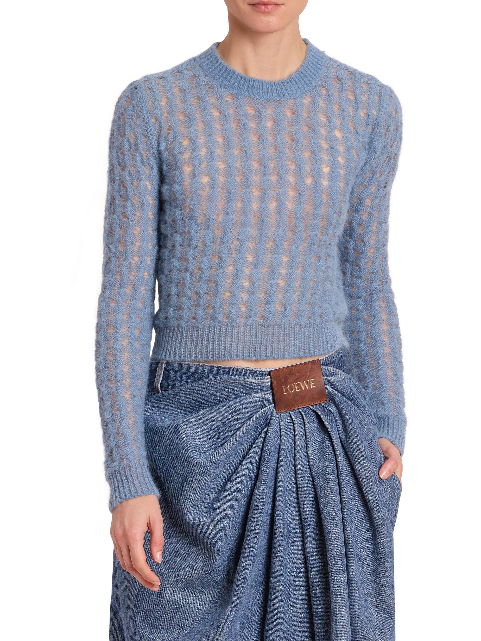 LOEWE ロエベ モヘアシアーニットプルオーバー S540Y14KG7 サックスブルー M Loewe Polo Sweater In Mohair Blend, Size Large S540Y14KFD.5100