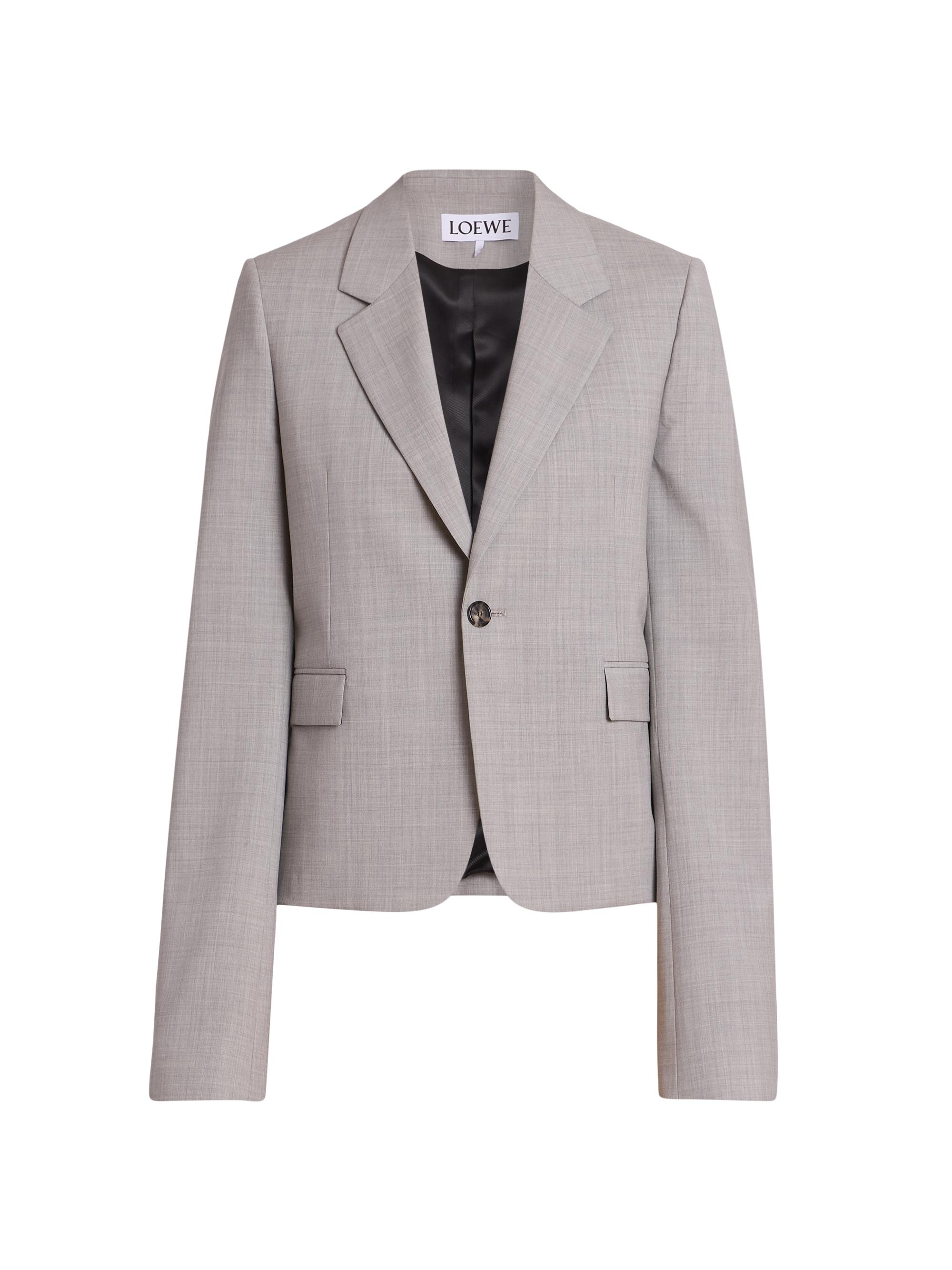 LOEWE Women's Hatched Wool-Blend Blazer - Light Grey