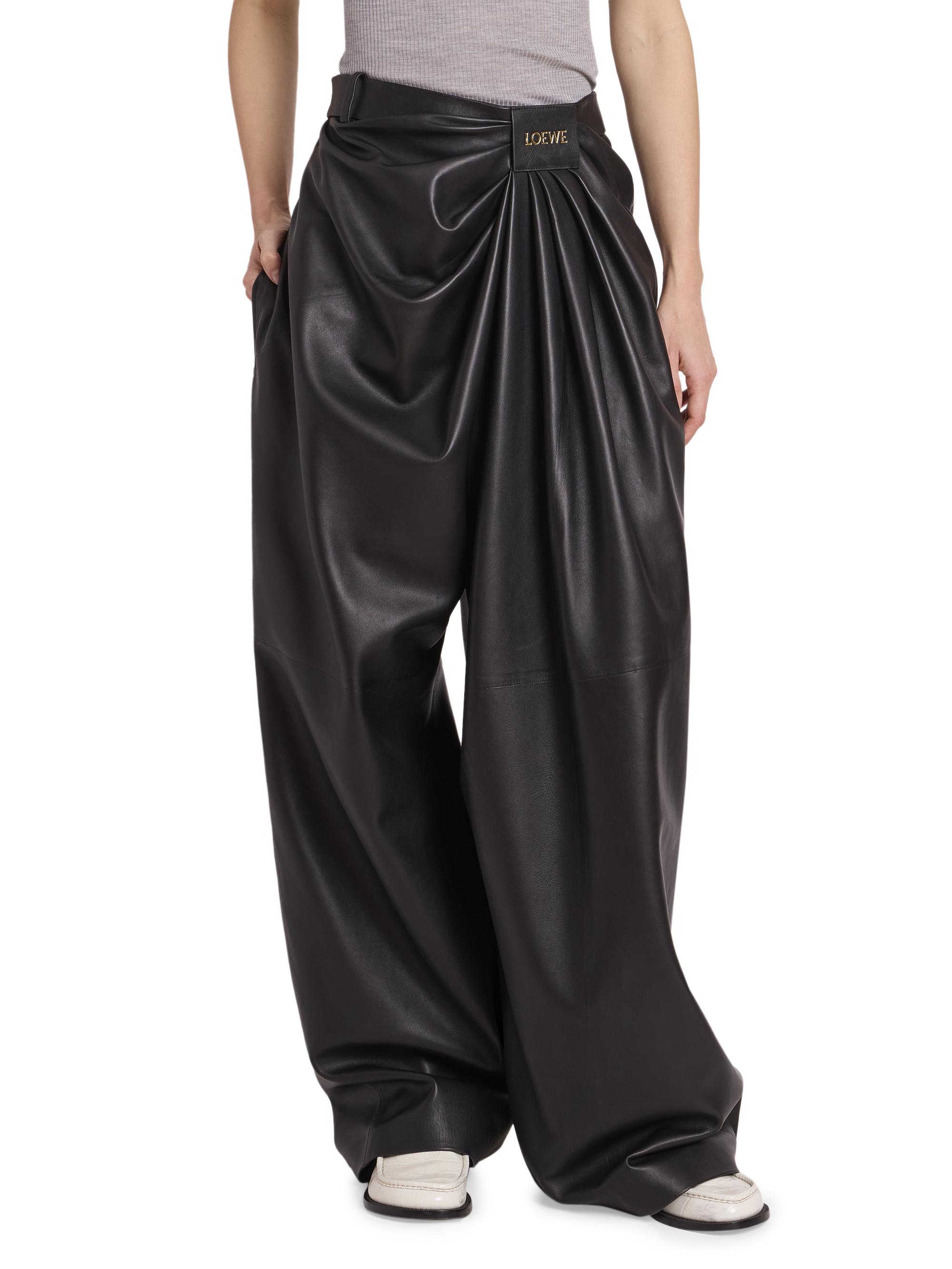 極上 ロエベ LOEWE ラムレザーパンツ 革パンツ leather pants LOEWE Draped Leather Trousers | Saks Fifth Avenue
