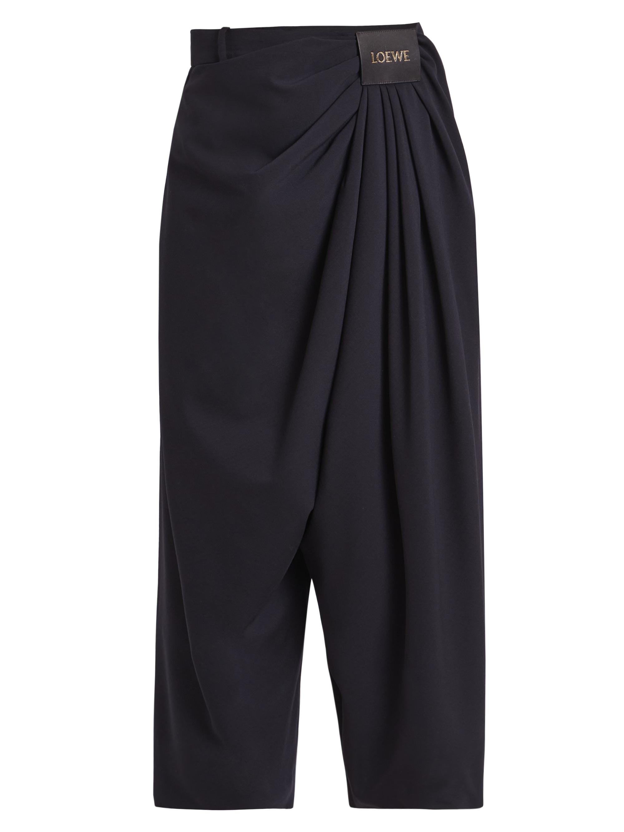 LOEWE Women's Cropped Draped Trousers - Dark Navy Blue