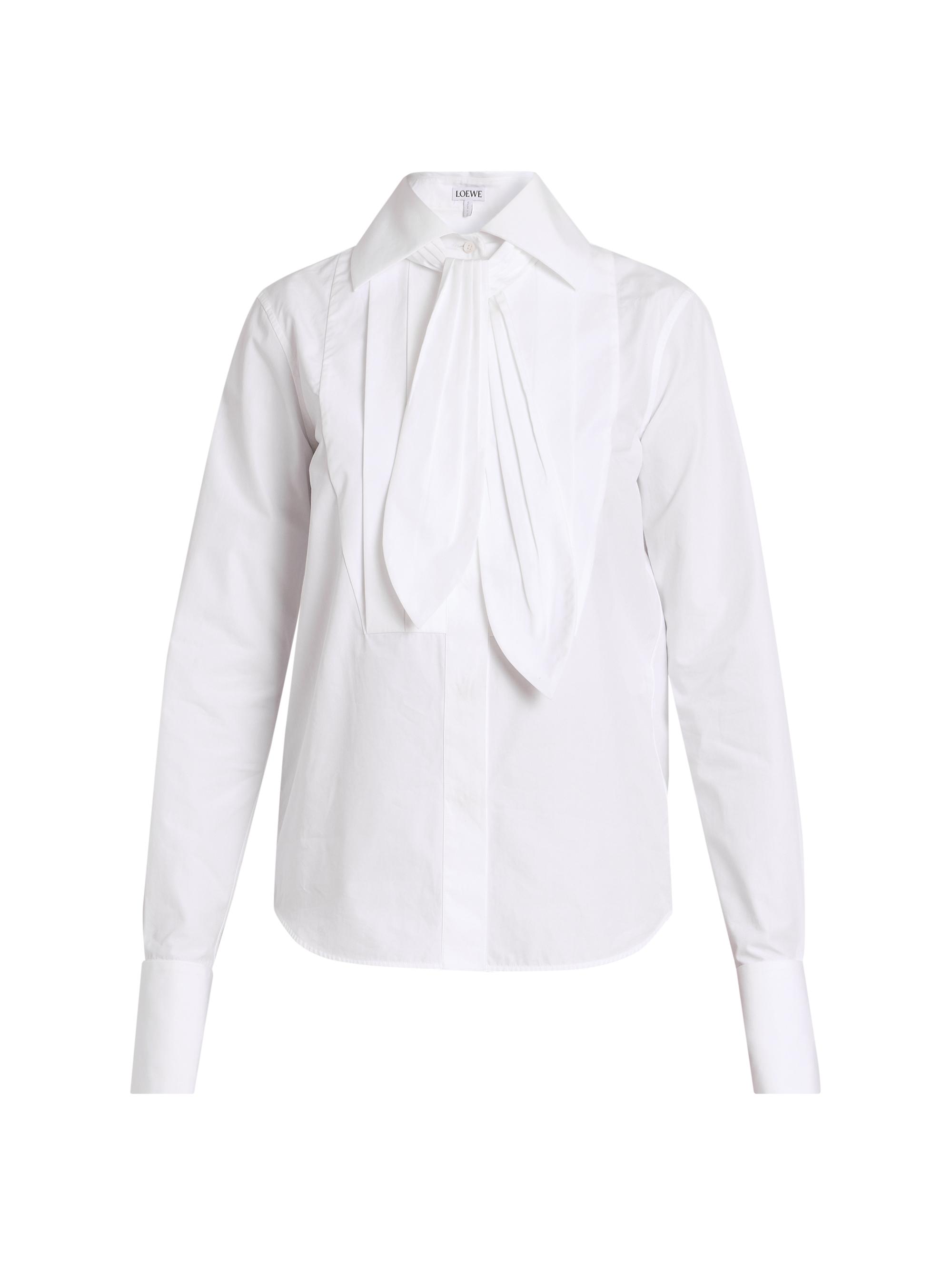 LOEWE Women's Tie-Neck Cotton Shirt - White