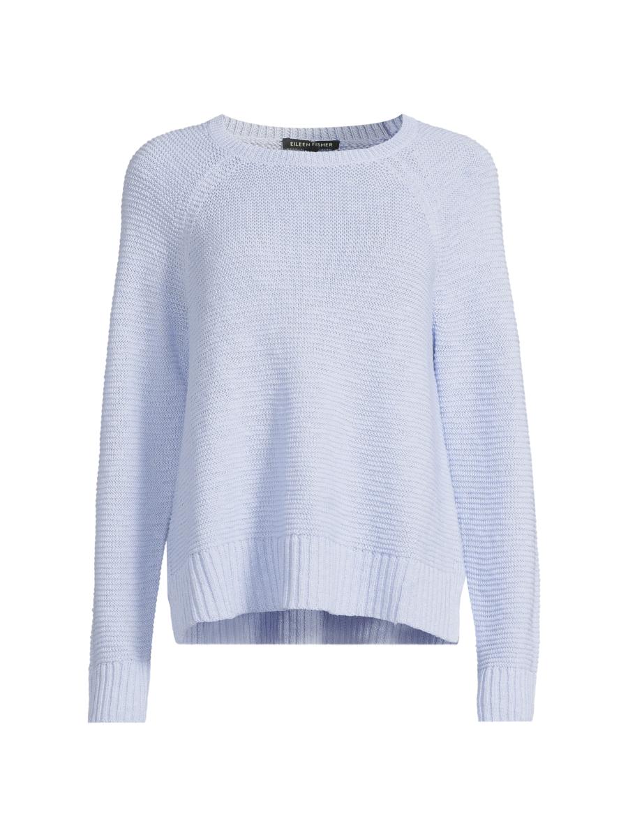 Eileen Fisher Women's Linen-cotton Raglan-sleeve Sweater In Blue