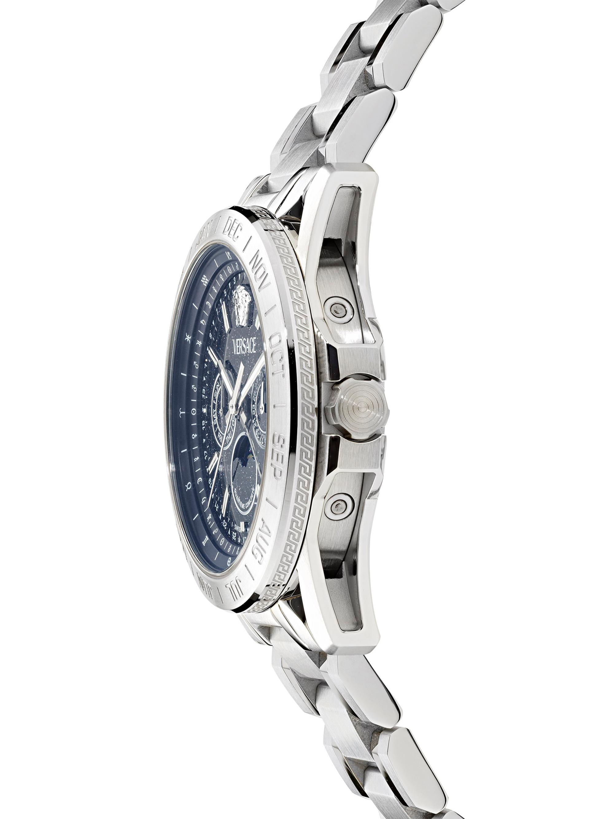 Versace V-Galaxy Moonphase Stainless Steel Watch/43MM | Saks Fifth