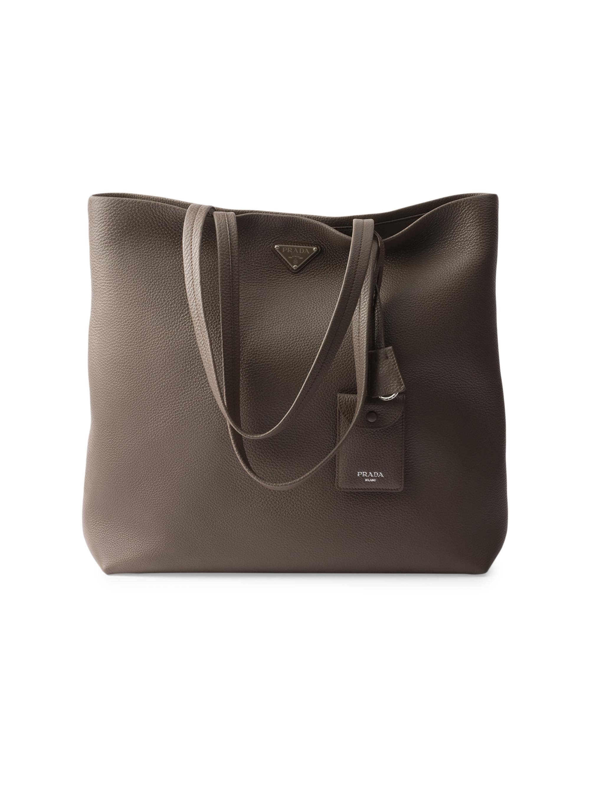 Prada Men's Leather Tote Bag - Grey