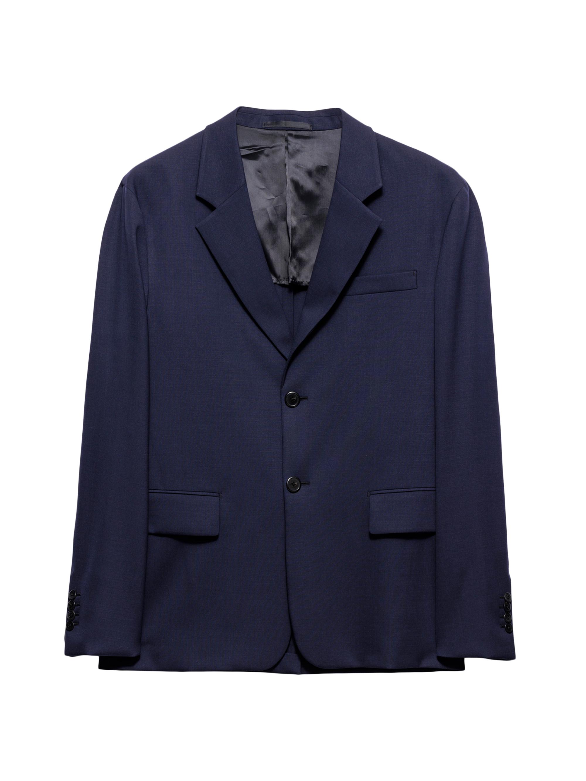 Prada Men's Single-Breasted Wool Blend Jacket - Blue