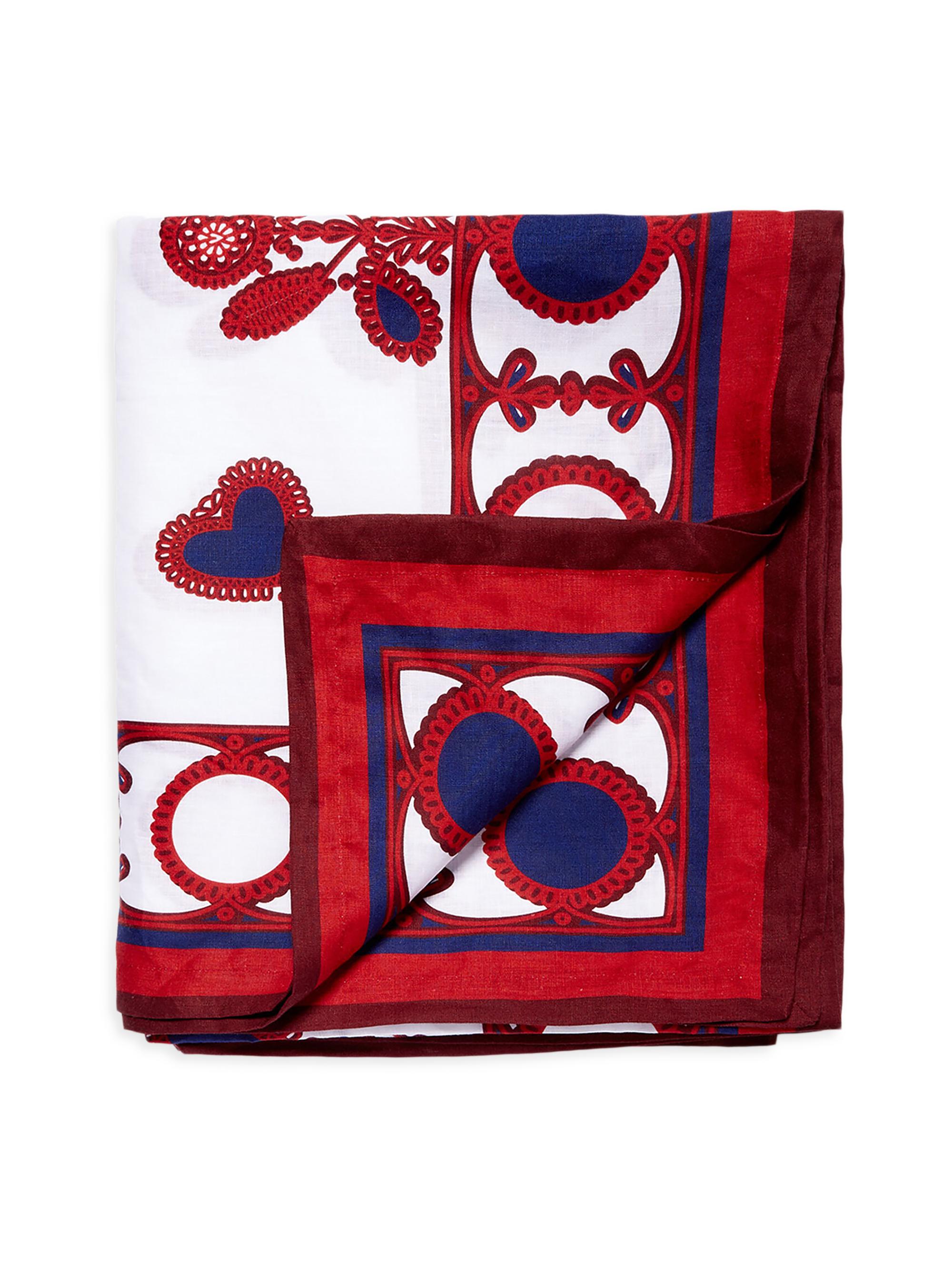 La DoubleJ Medium Tablecloth (71'' x 110'') - Red Multicolor