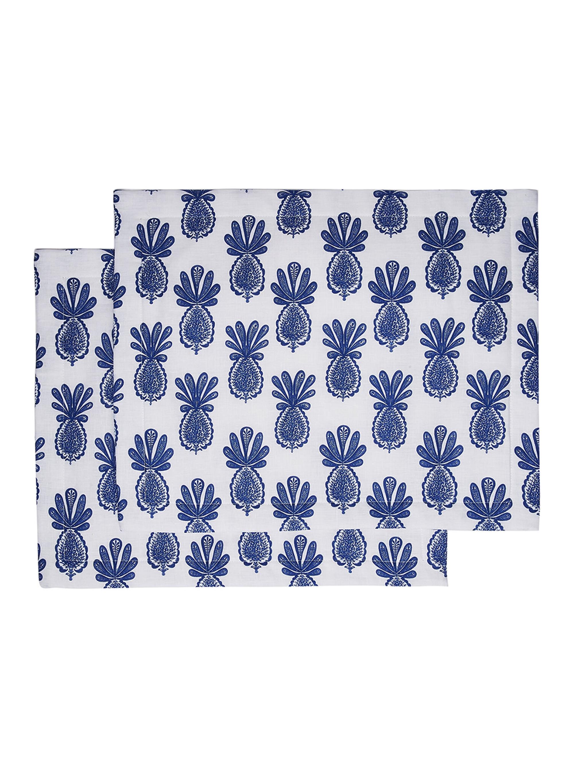 La DoubleJ Placemats Set of 2 (13.7'' x 17.7'') - Pineapple Blue