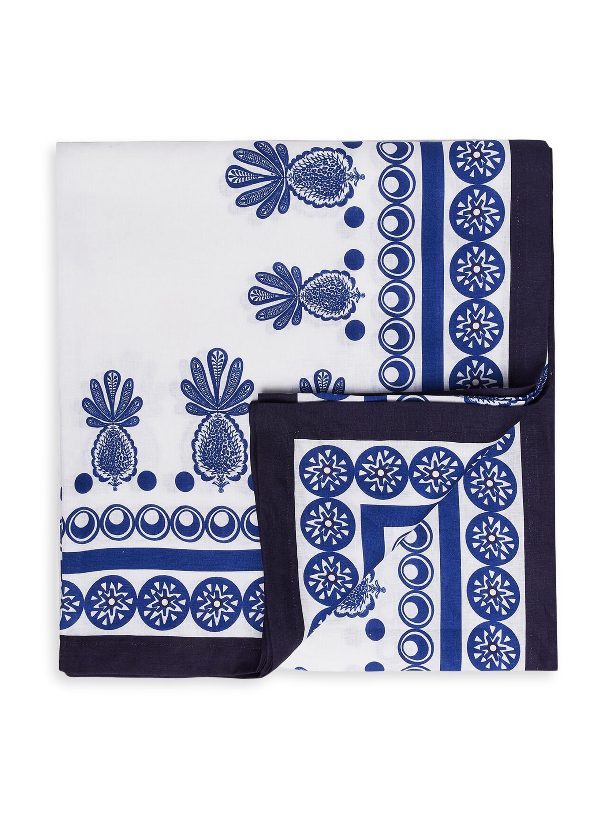 La DoubleJ Medium Tablecloth (71''x 110'') - Big Pineapple Blue