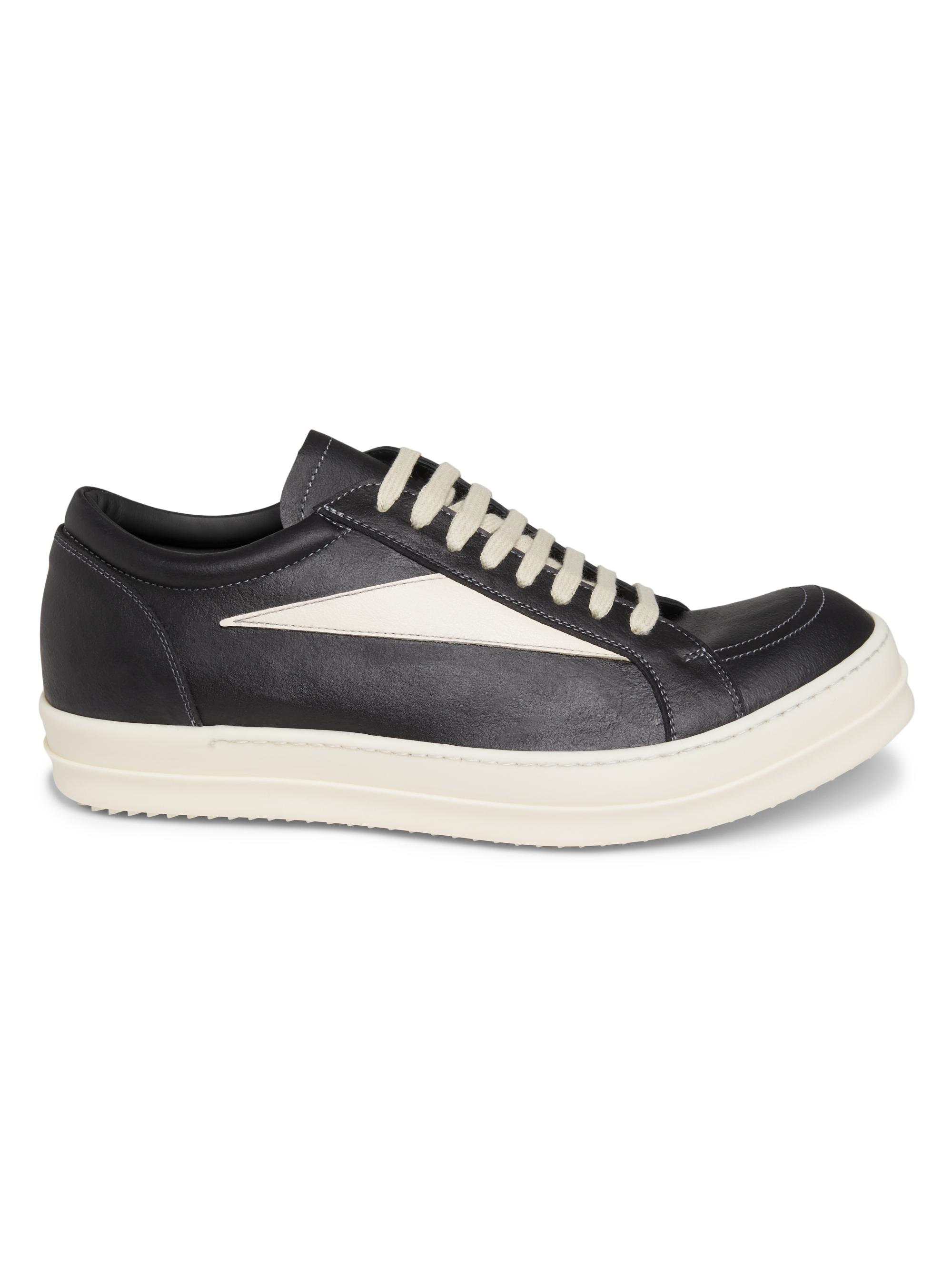 Rick Owens Men's Vintage Leather Low-Top Sneakers - Black Milk