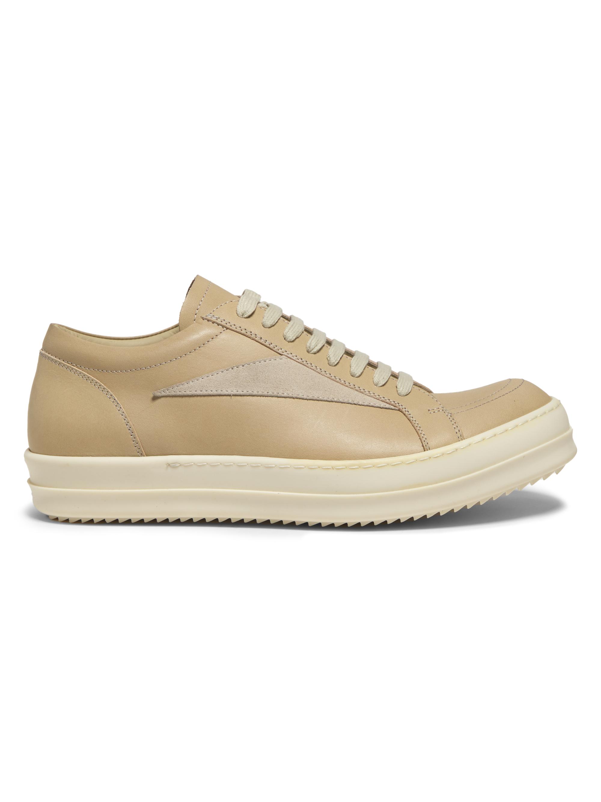 Rick Owens Men's Vintage Leather Low-Top Sneakers - Parchment Milk