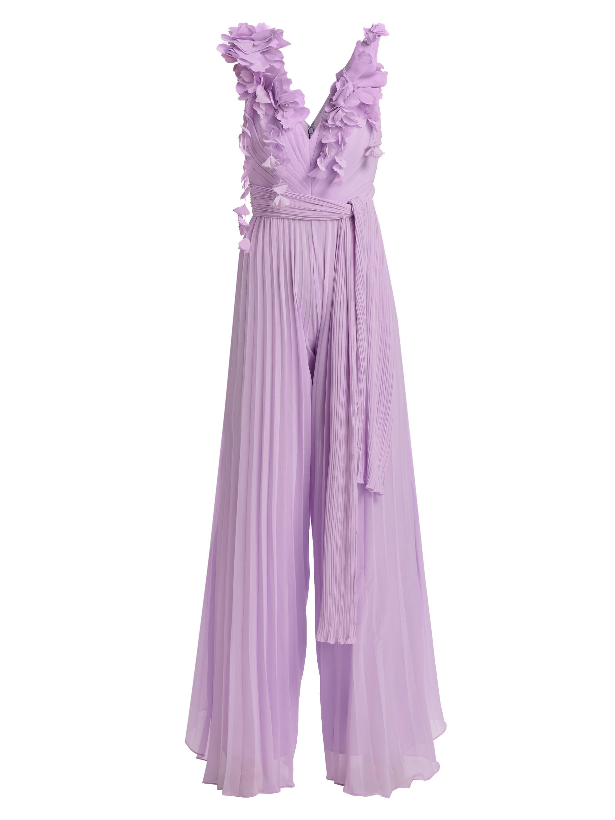 Women's Georgette Pleated Jumpsuit Lilac Badgley Mischka
