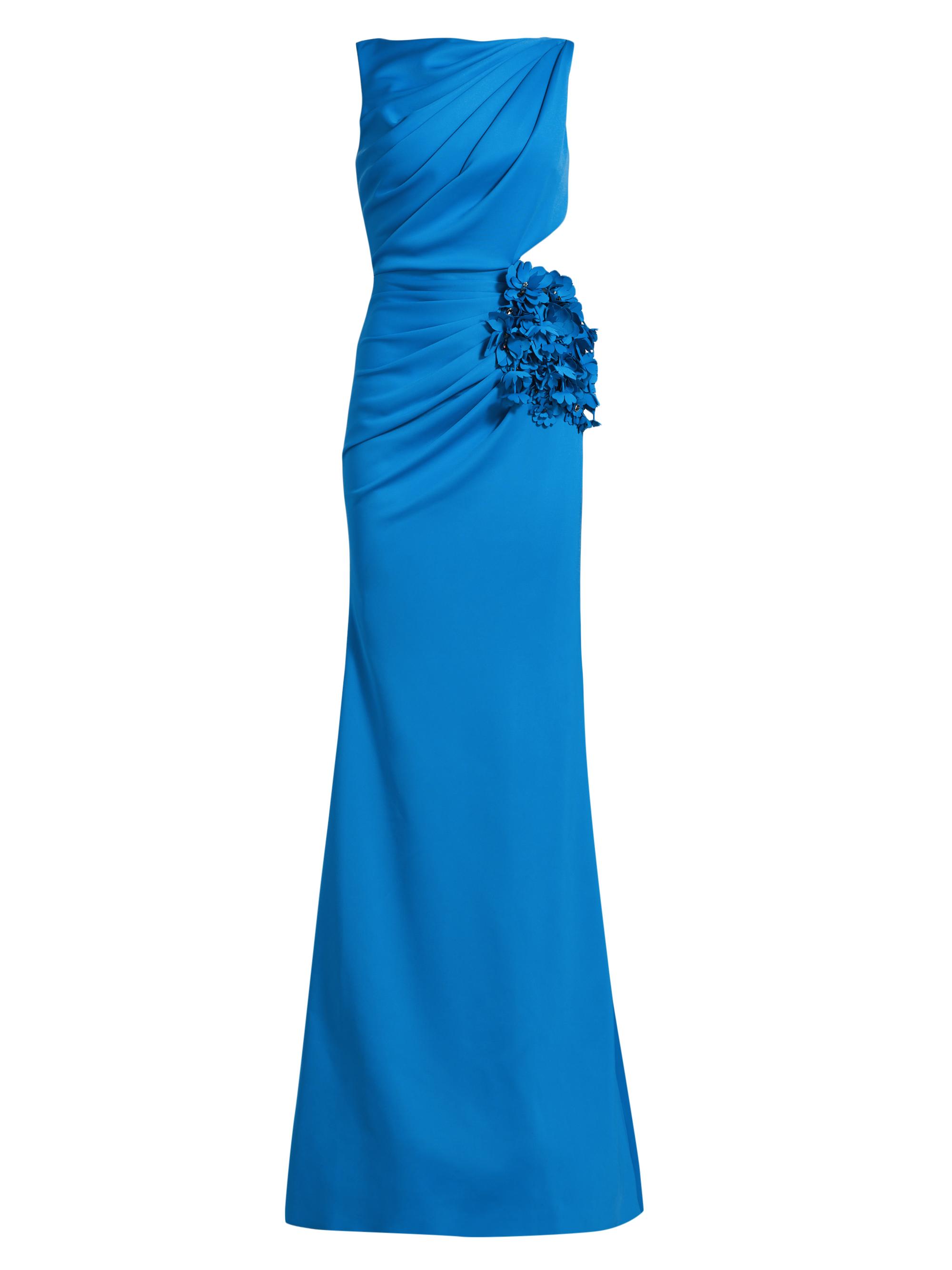 Badgley Mischka Women's Mikado Cut-Out Trumpet Gown - Bright Aqua