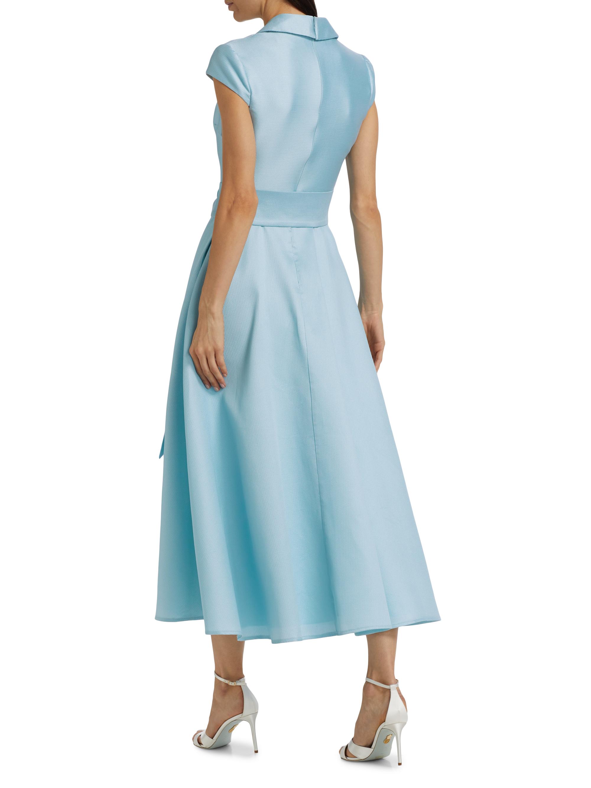 Badgley Mischka Pebble Gazar Sash-Waist Cocktail Dress | Saks Fifth Avenue