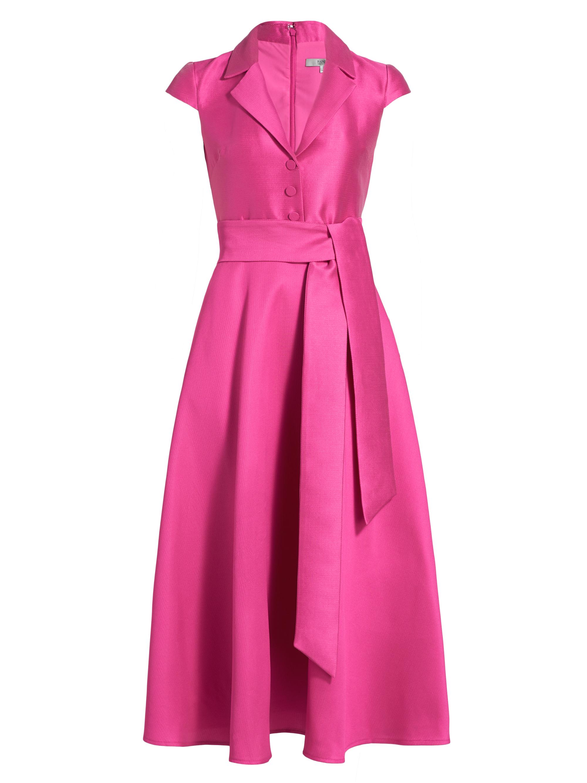 Pebble Gazar Sash-Waist Cocktail Dress