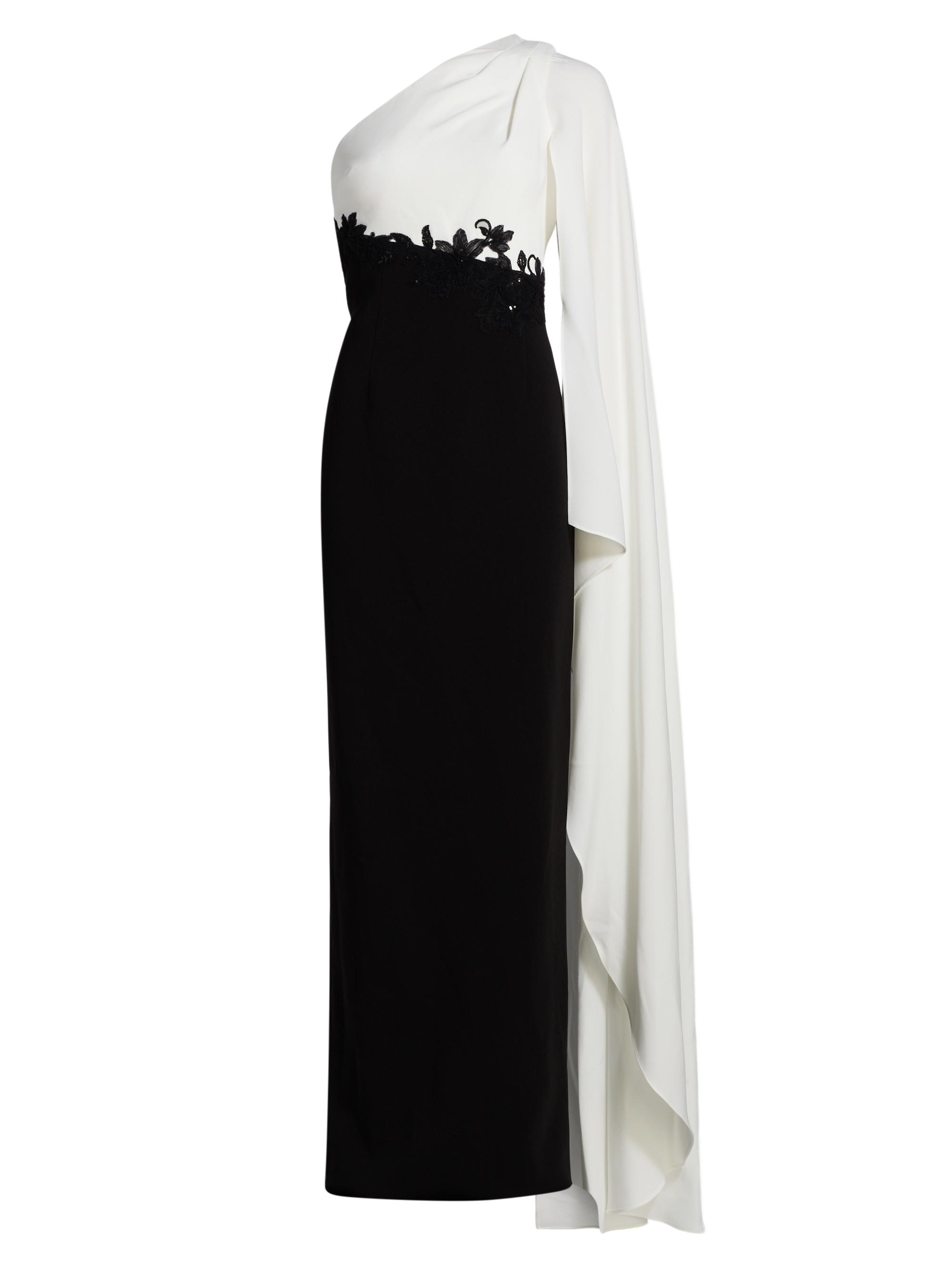 Teri Jon by Rickie Freeman One-Shoulder Cape-Sleeve Gown | Saks Fifth Avenue